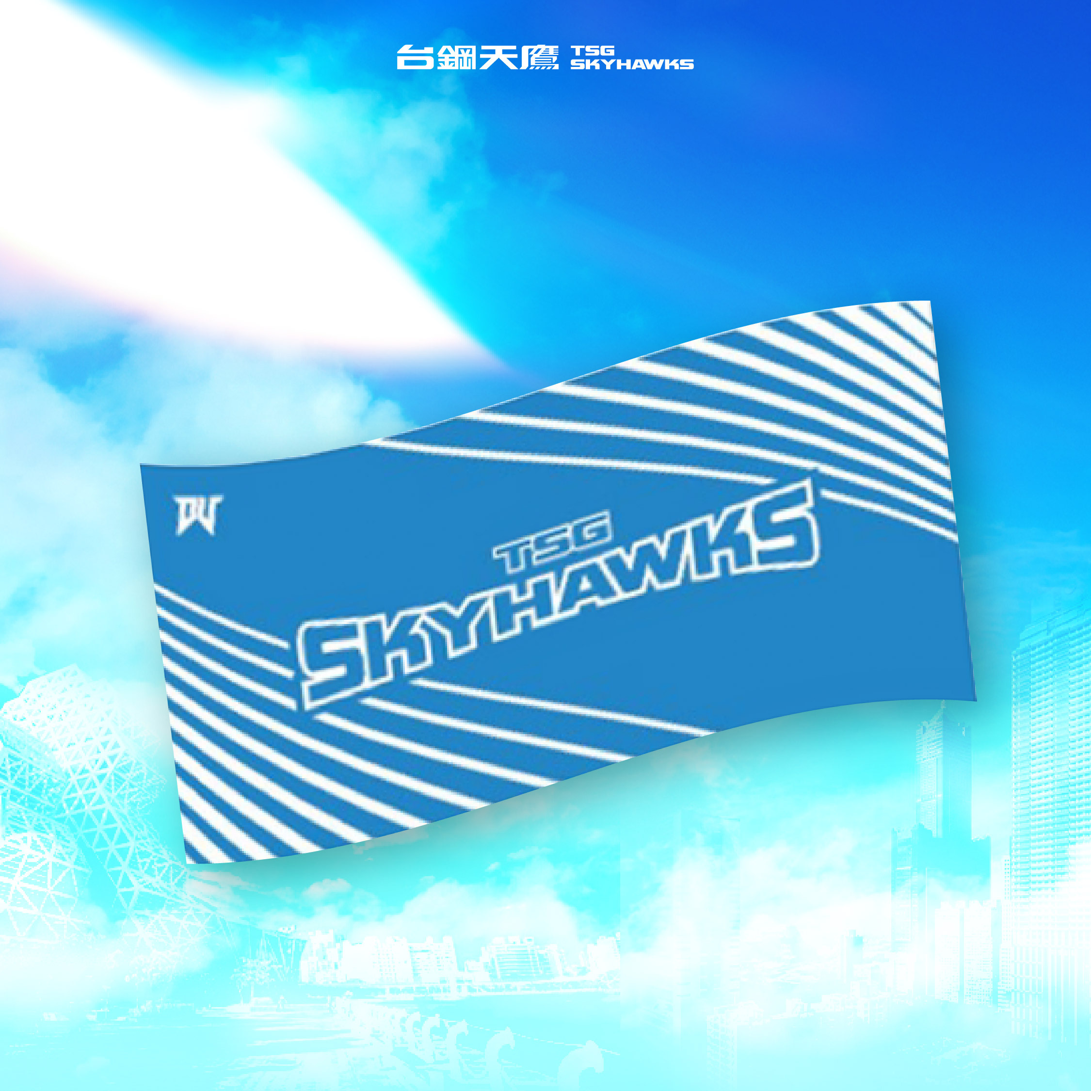 SKYHAWKS 浴巾｜藍白