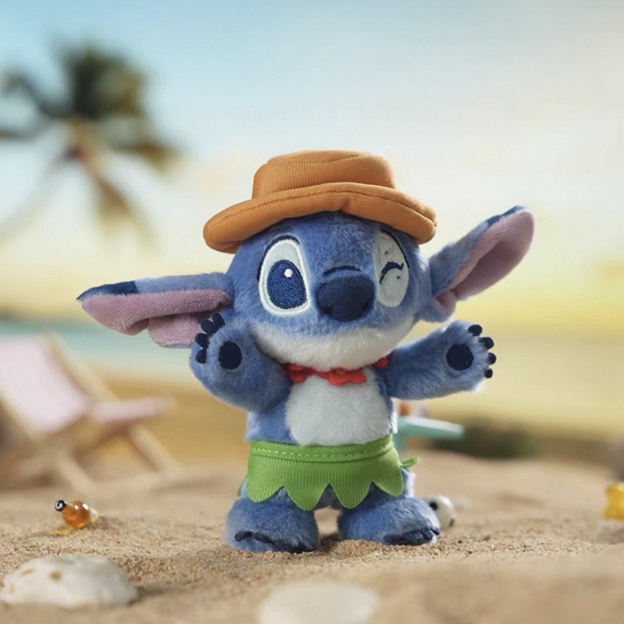 DISNEY 迪士尼 史迪奇 舞動夏日 草裙 吊飾 毛絨玩具