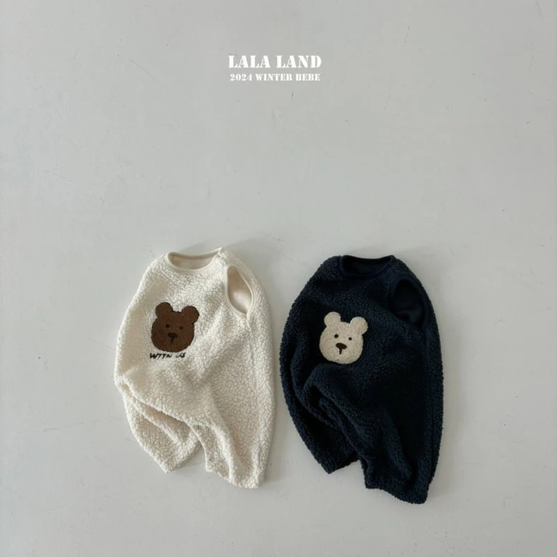 【H0128】毛絨絨刺繡小熊背心爬服 (66-90)