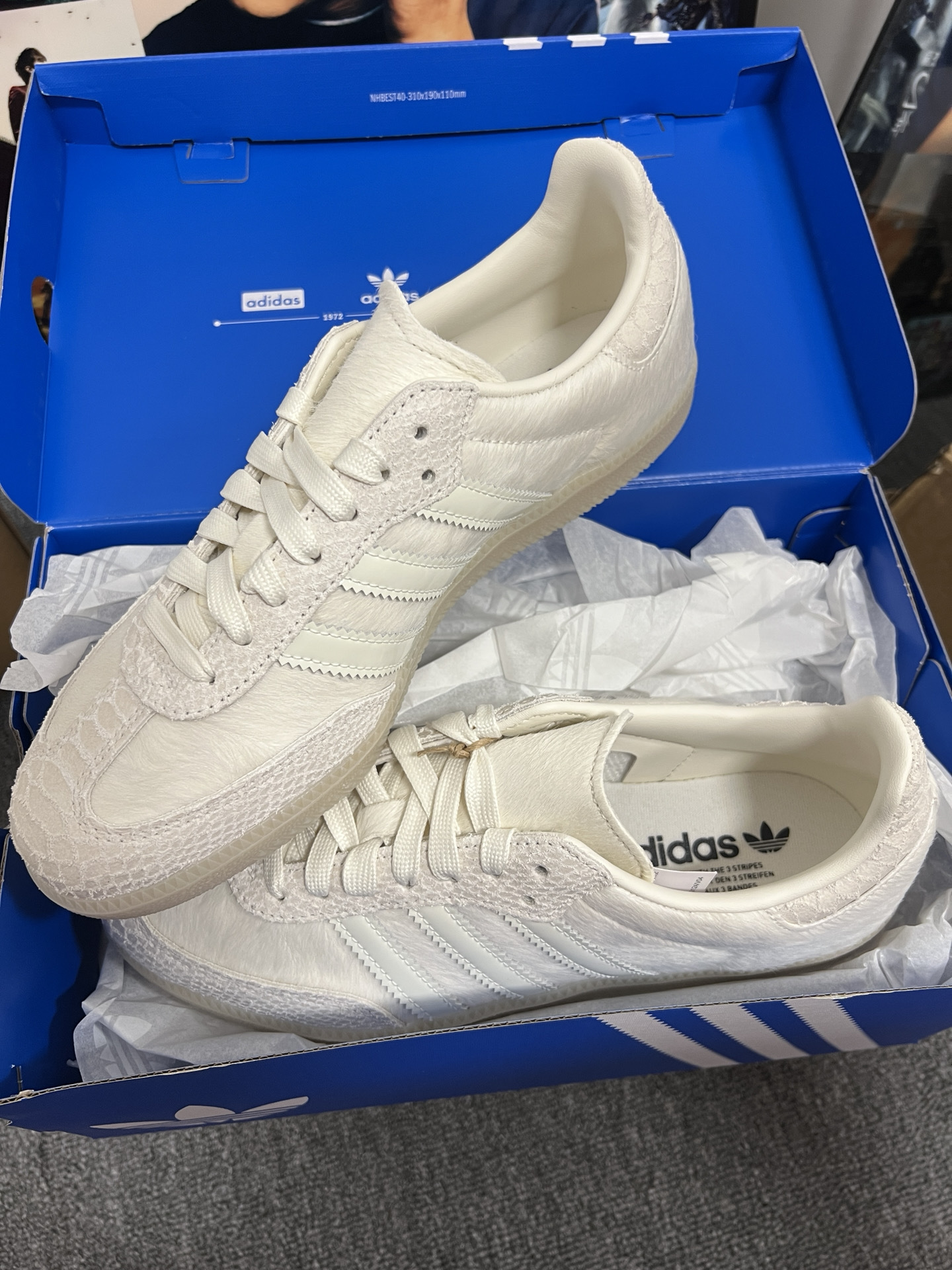 Adidas Samba OG " Off White Crystal Linen "  麂皮爆裂紋 米白馬毛  IH9148