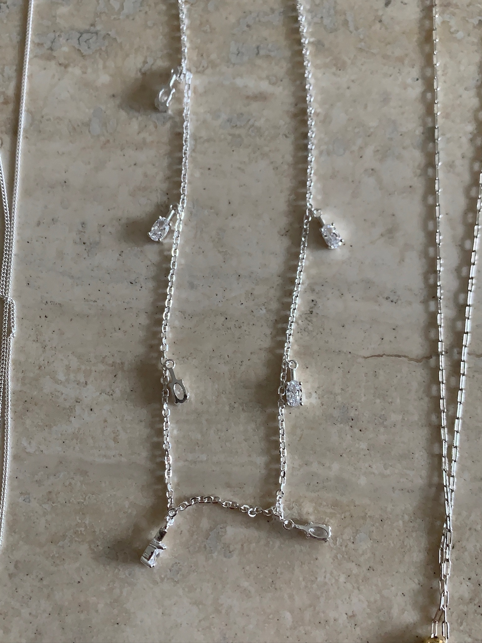 J76/ 方鑽間隔純銀項鍊