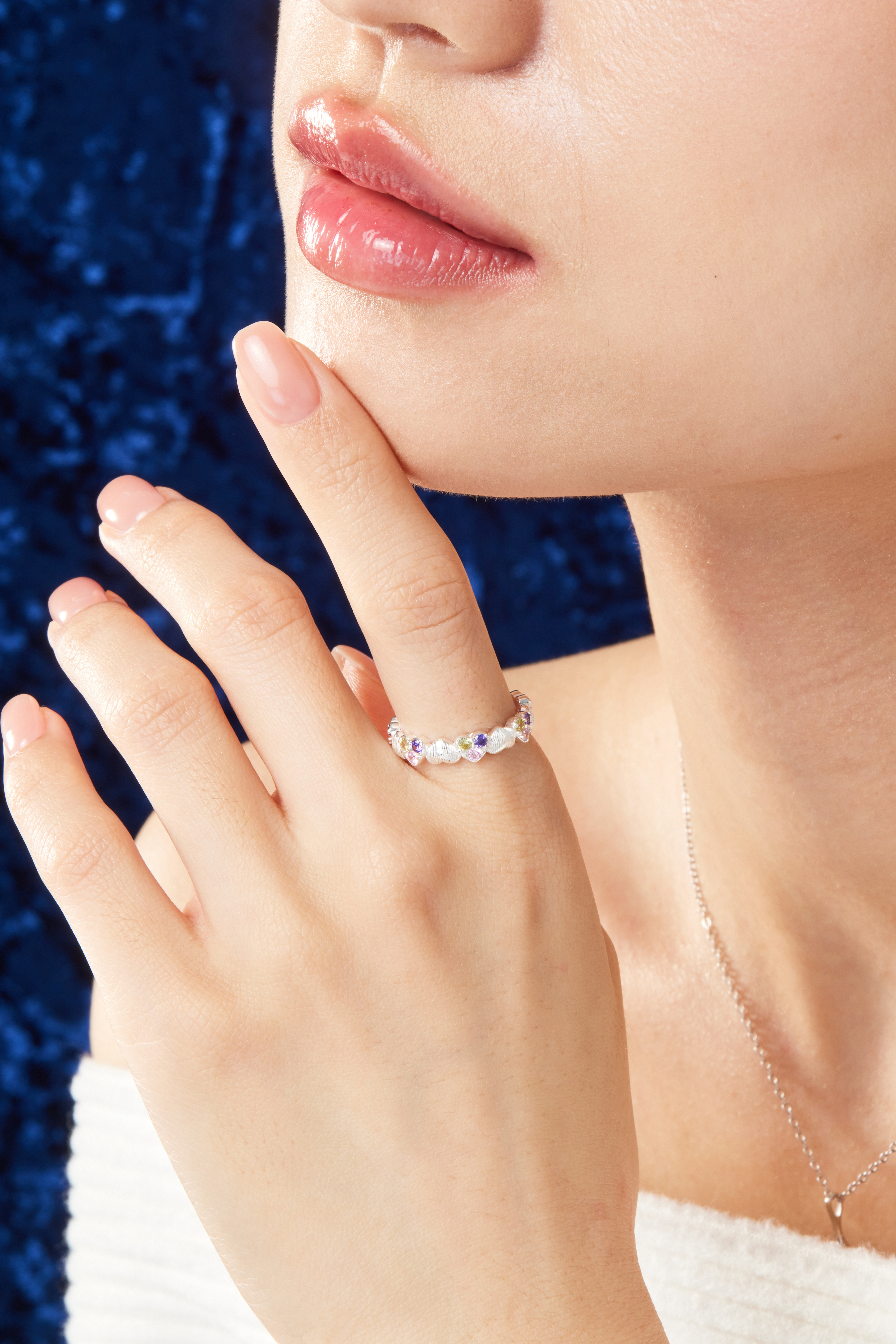 R1243 | 純銀三色鋯石愛心戒指