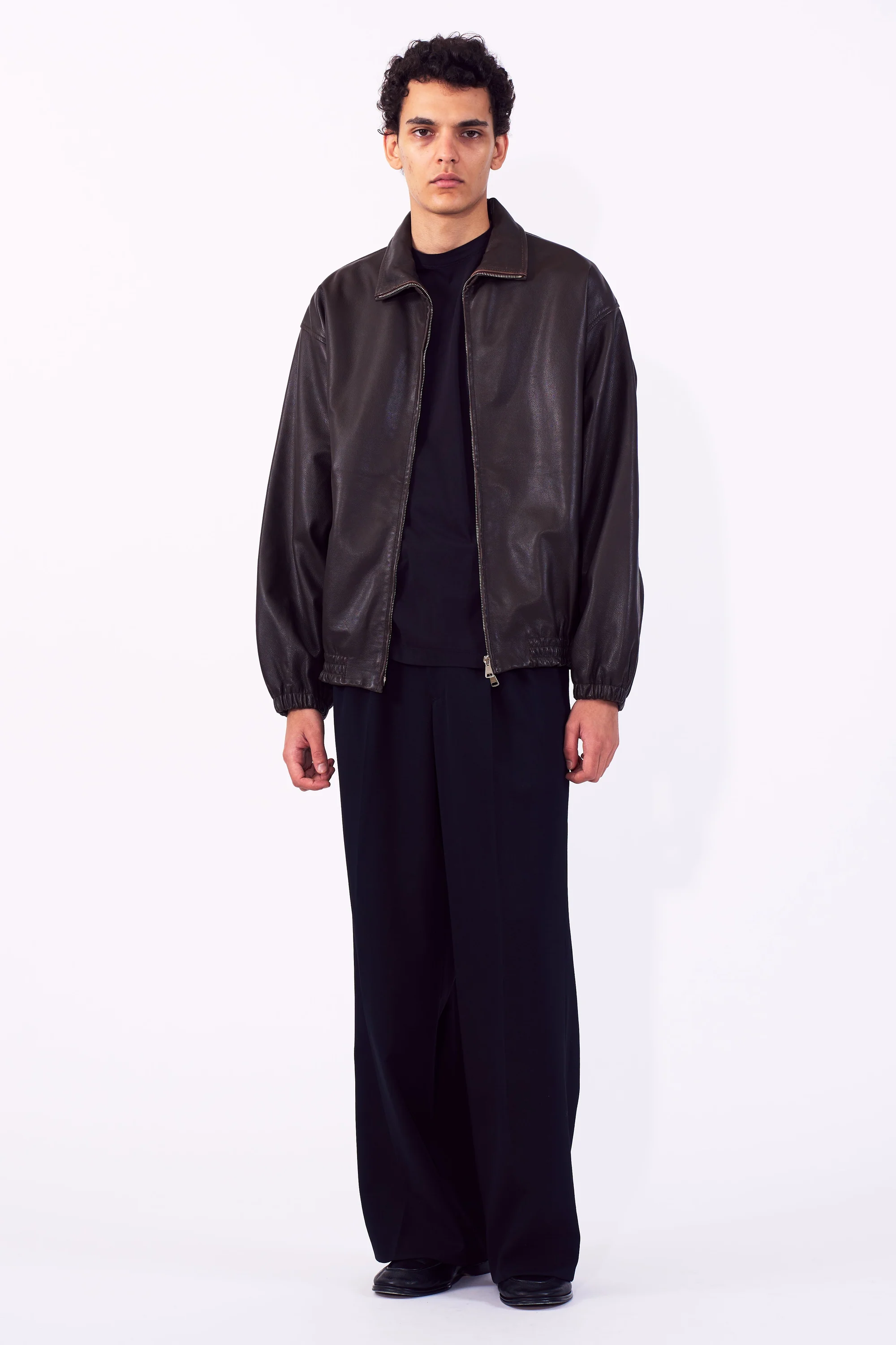 YOKE 2/60 WOOL GABARDINE 3PLEATED WIDE-LEG TROUSERS (2C