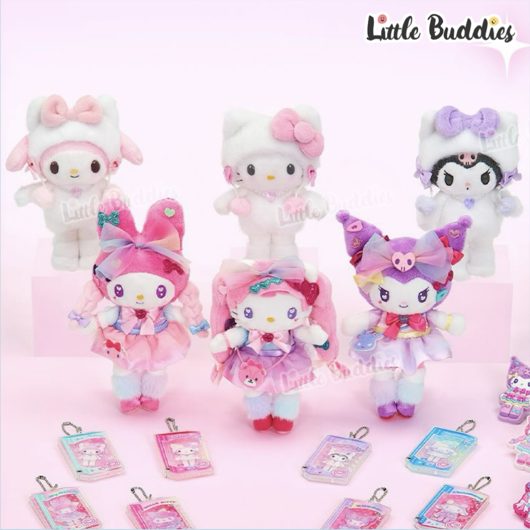 日本 原宿限定 Kawaii Sanrio Factory 長腿系列 幻彩紗裙造型公仔匙扣