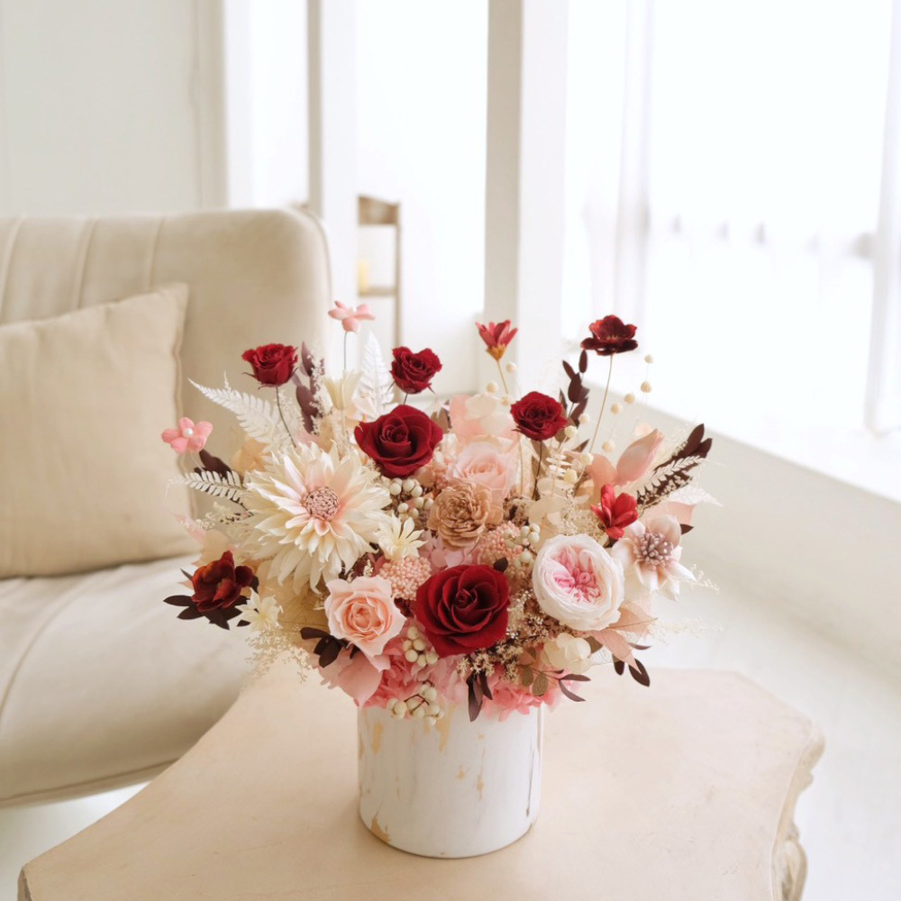 經典祝賀 紅粉永生盆花