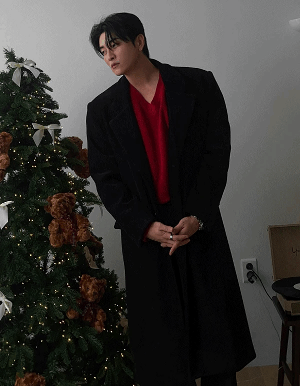 天鵝絨午夜長版大衣外套