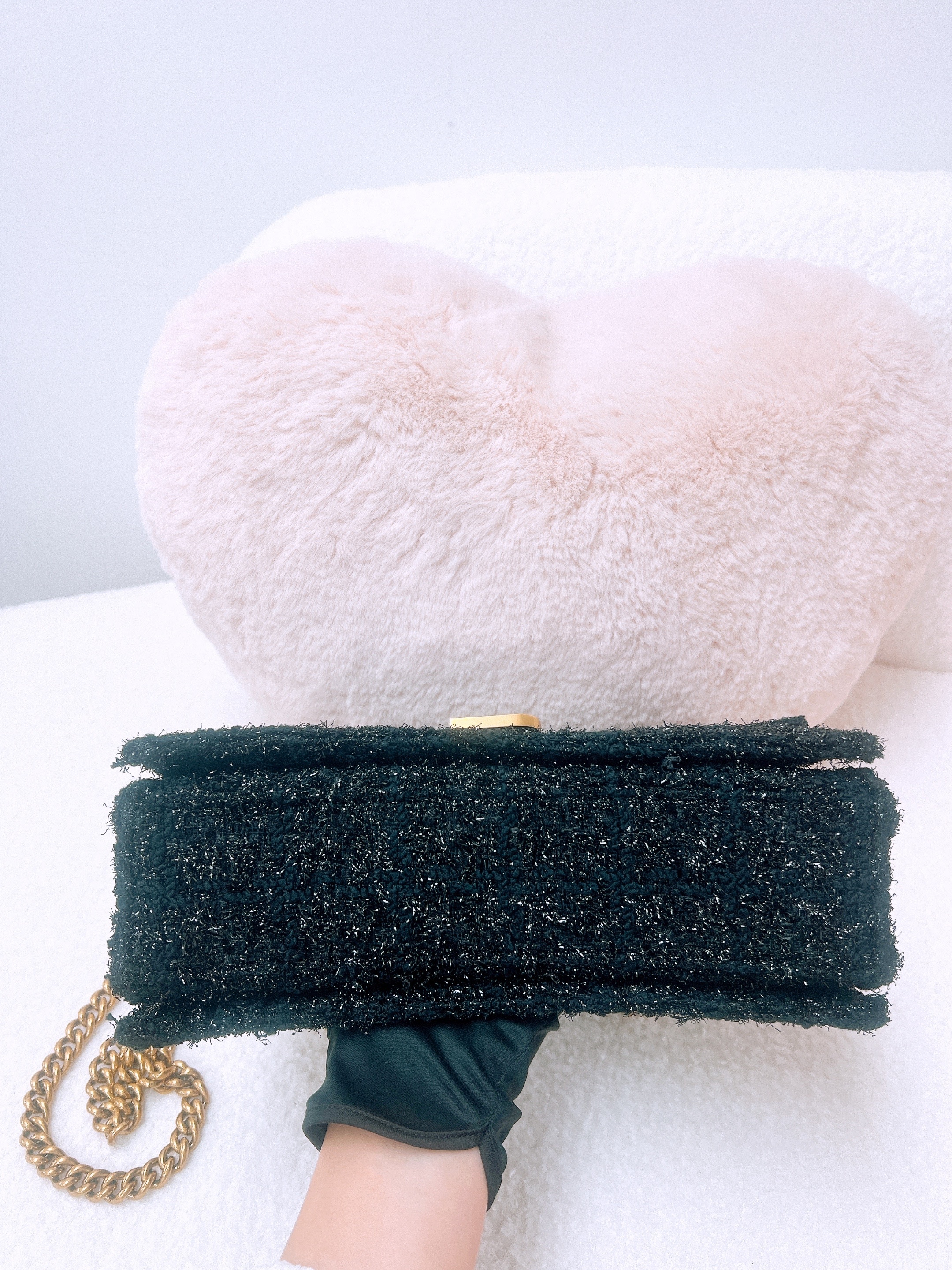 Balenciaga crush small glitter tweed black