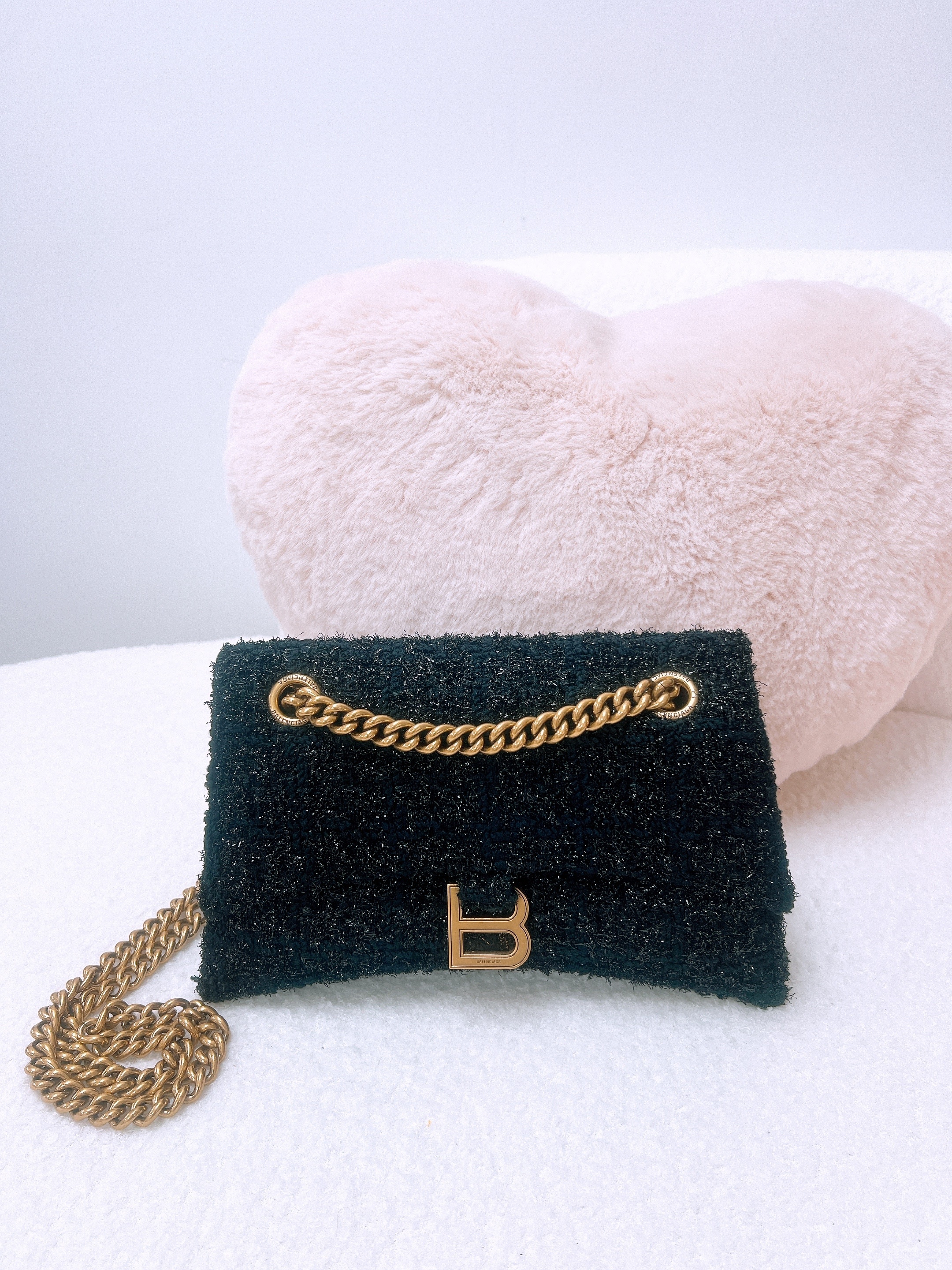 Balenciaga crush small glitter tweed black