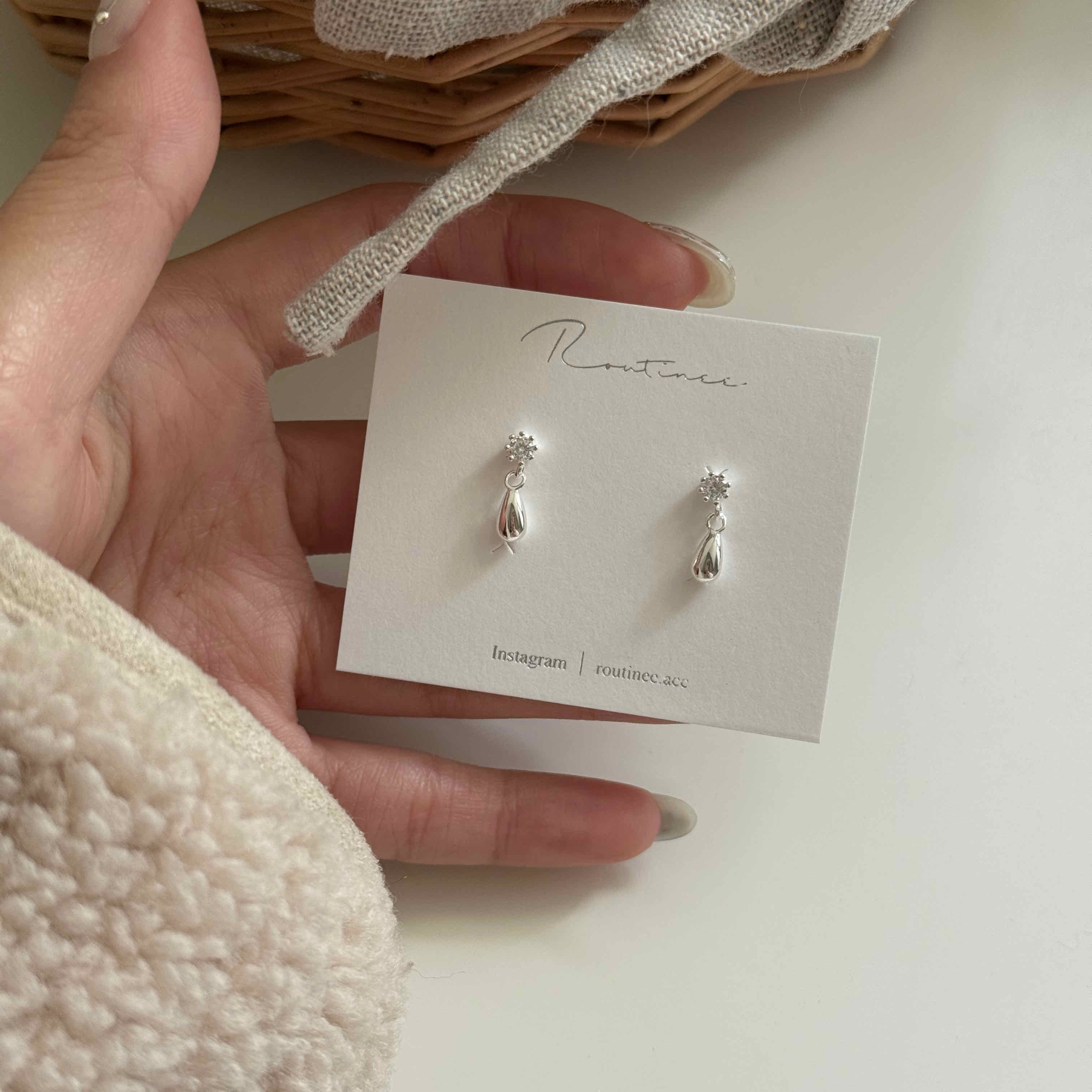 🇰🇷925 silver 冬日小水滴耳環
