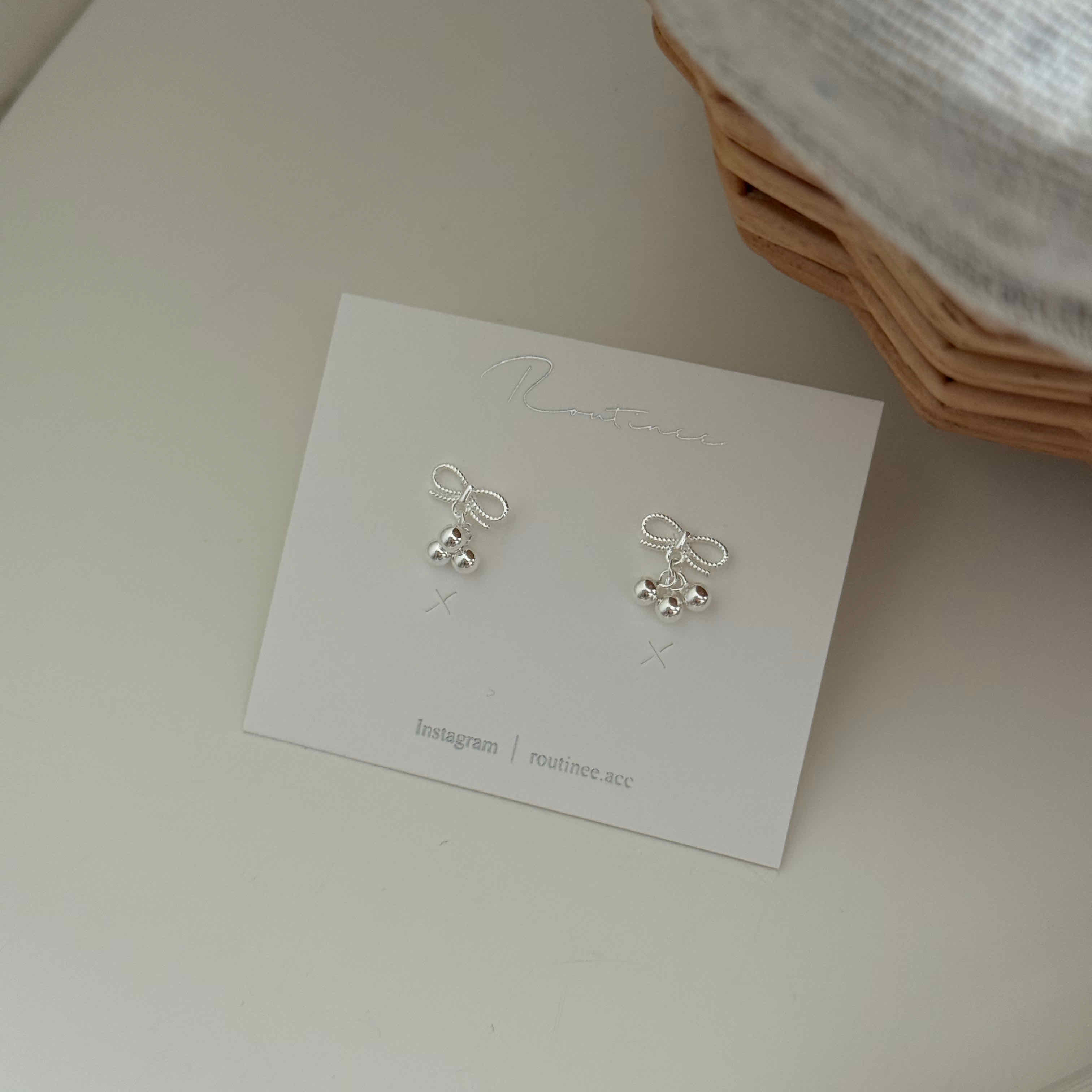 🇰🇷925 silver 蝴蝶結鈴鐺耳環