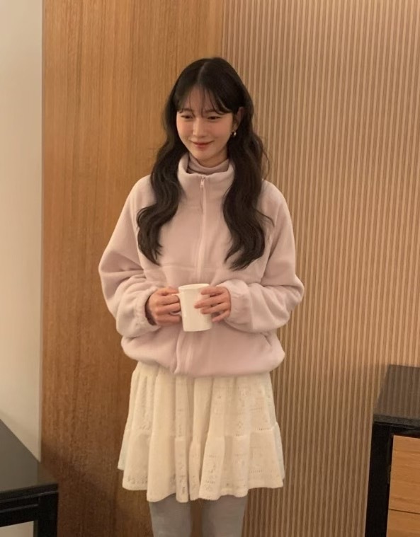 立領粒絨拉鍊外套