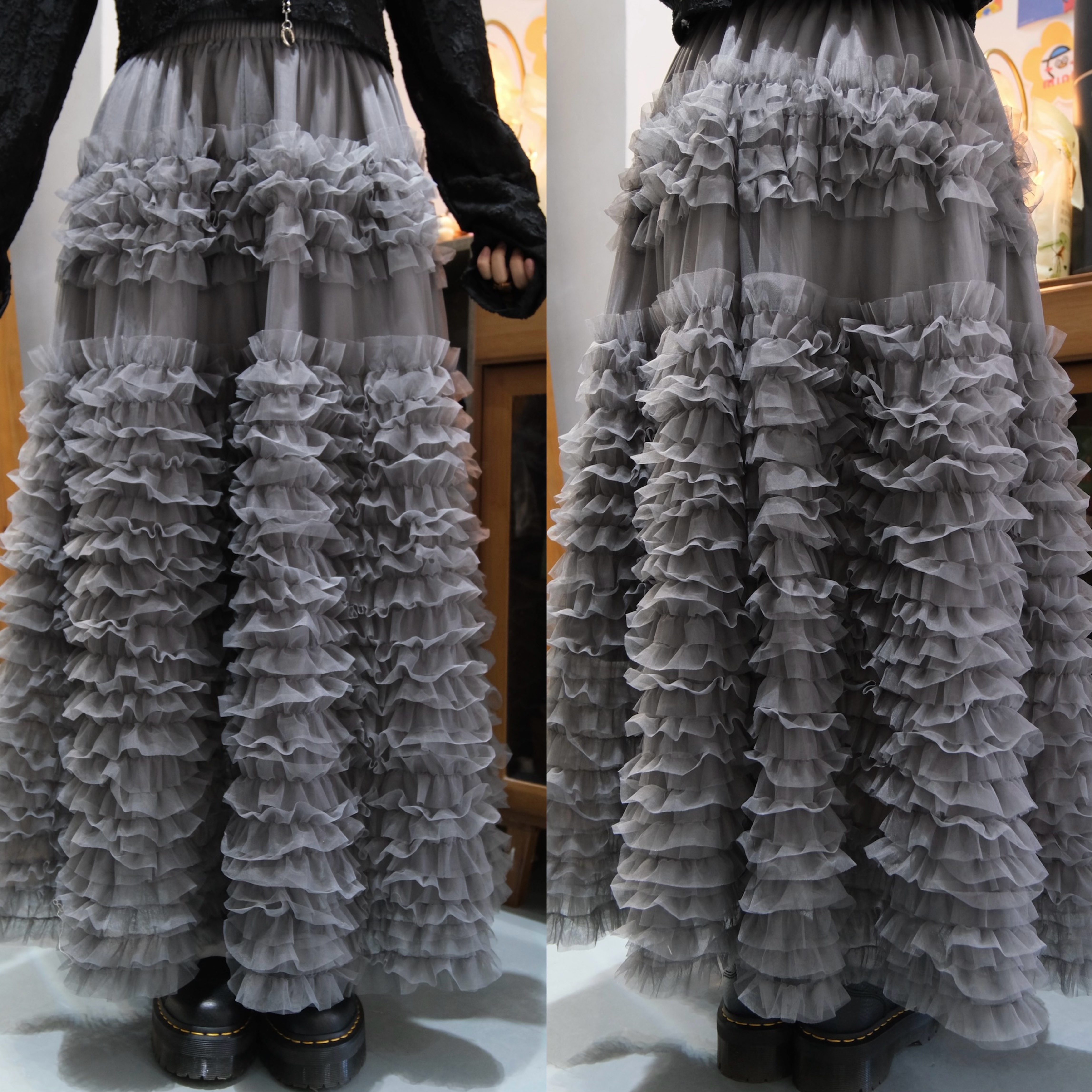 [兩色入]多層層紗紗A CUT SK( Dark grey )