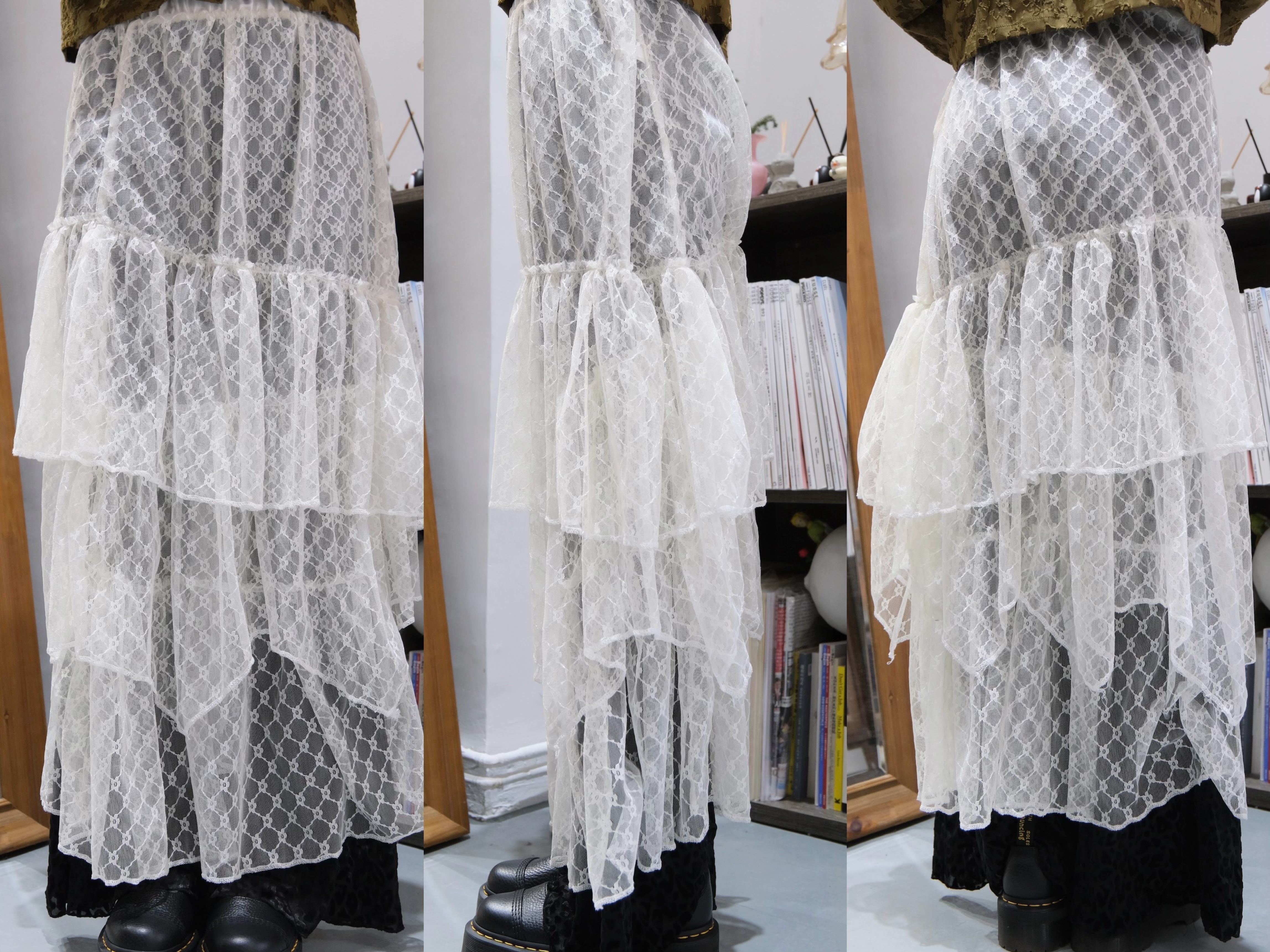 [兩色入]Lace 三層透視LAYER SK (White)