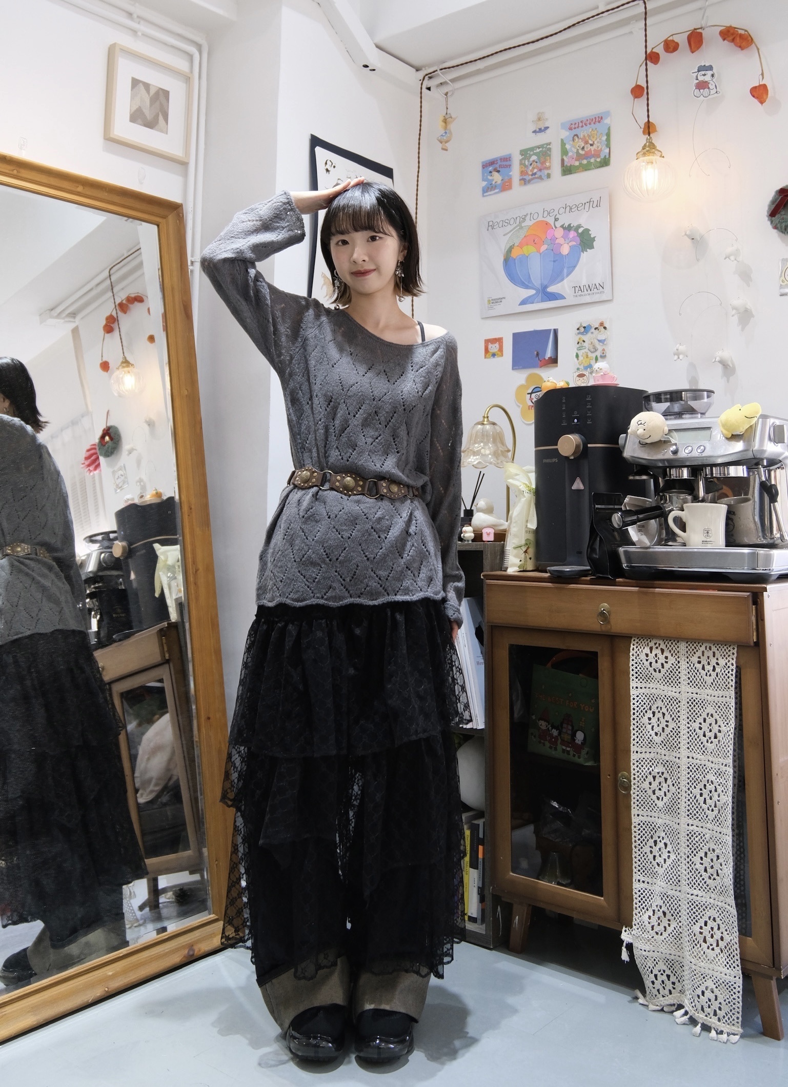 [兩色入]Lace 三層透視LAYER SK (Black)