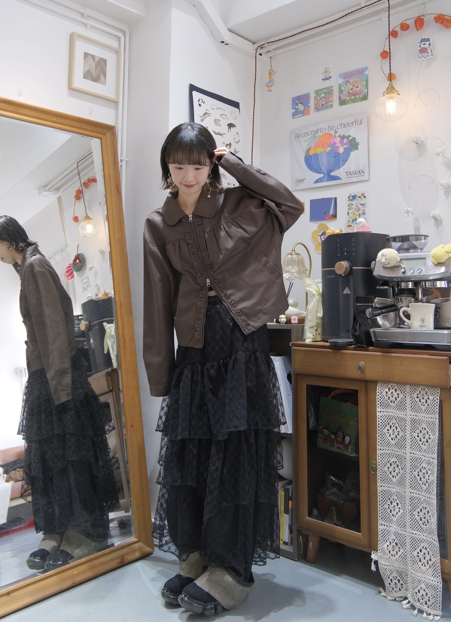 [兩色入]Lace 三層透視LAYER SK (Black)