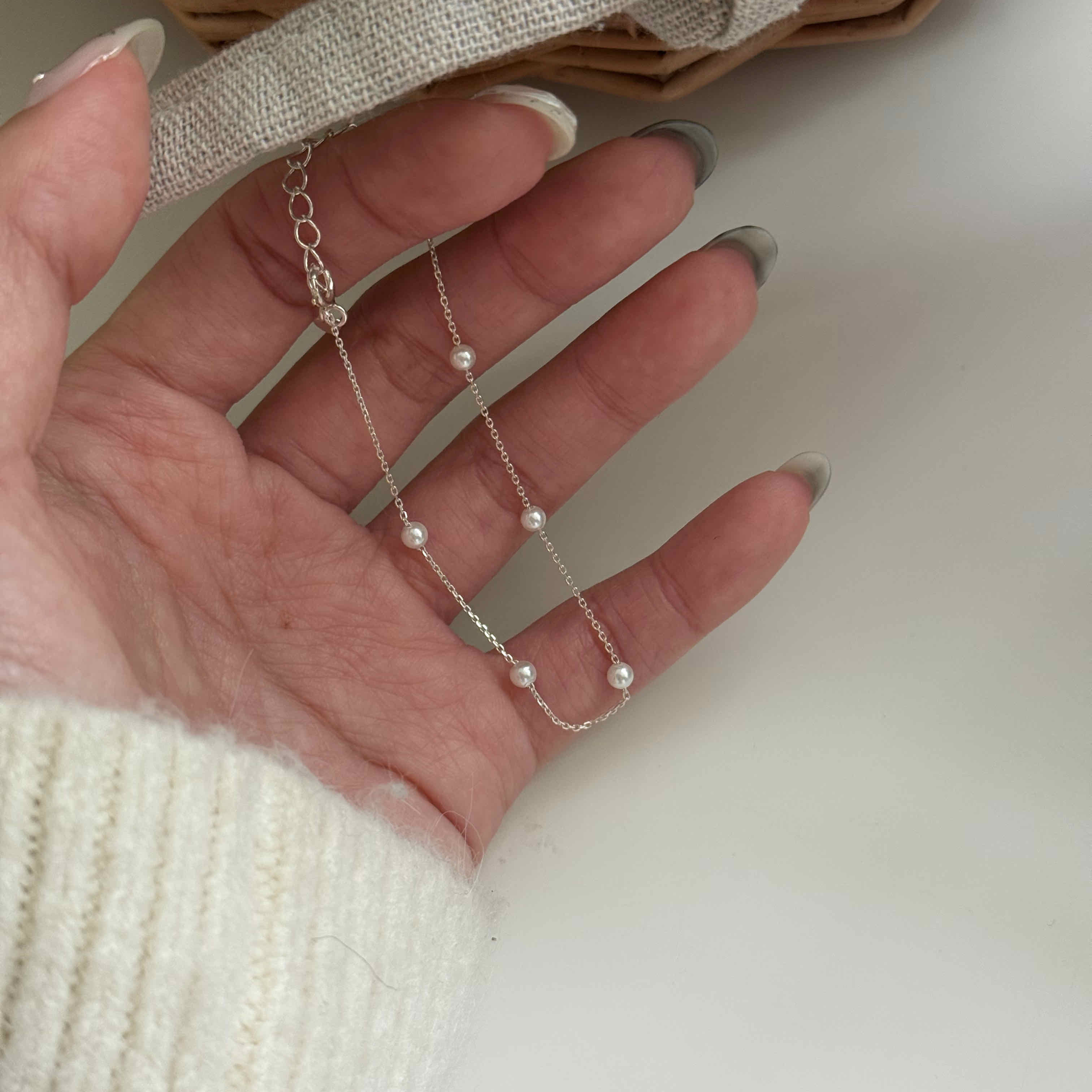 🇰🇷925 silver 貝珠串串手鍊