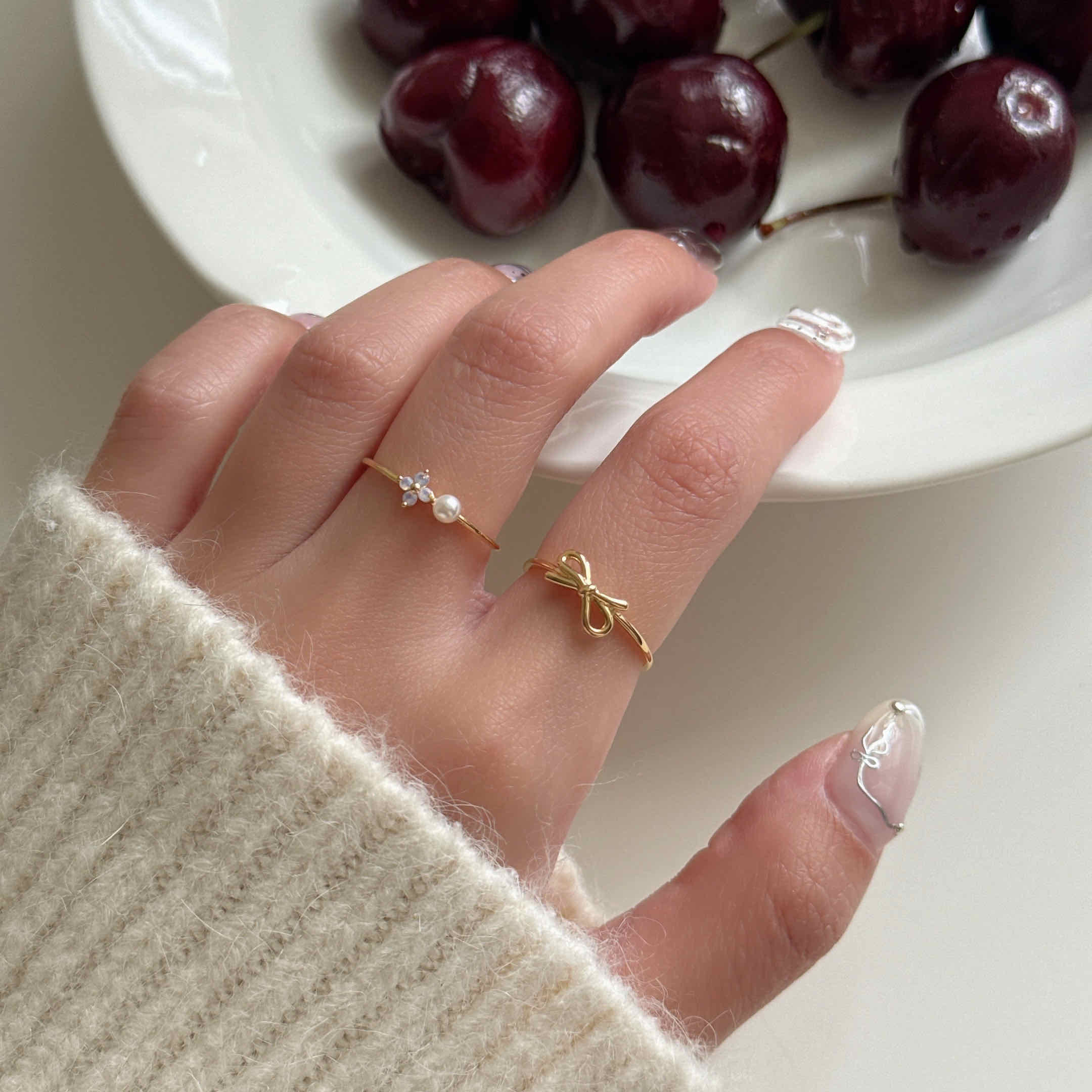 🇰🇷925 silver 可愛蝴蝶結線條戒指｜2 color