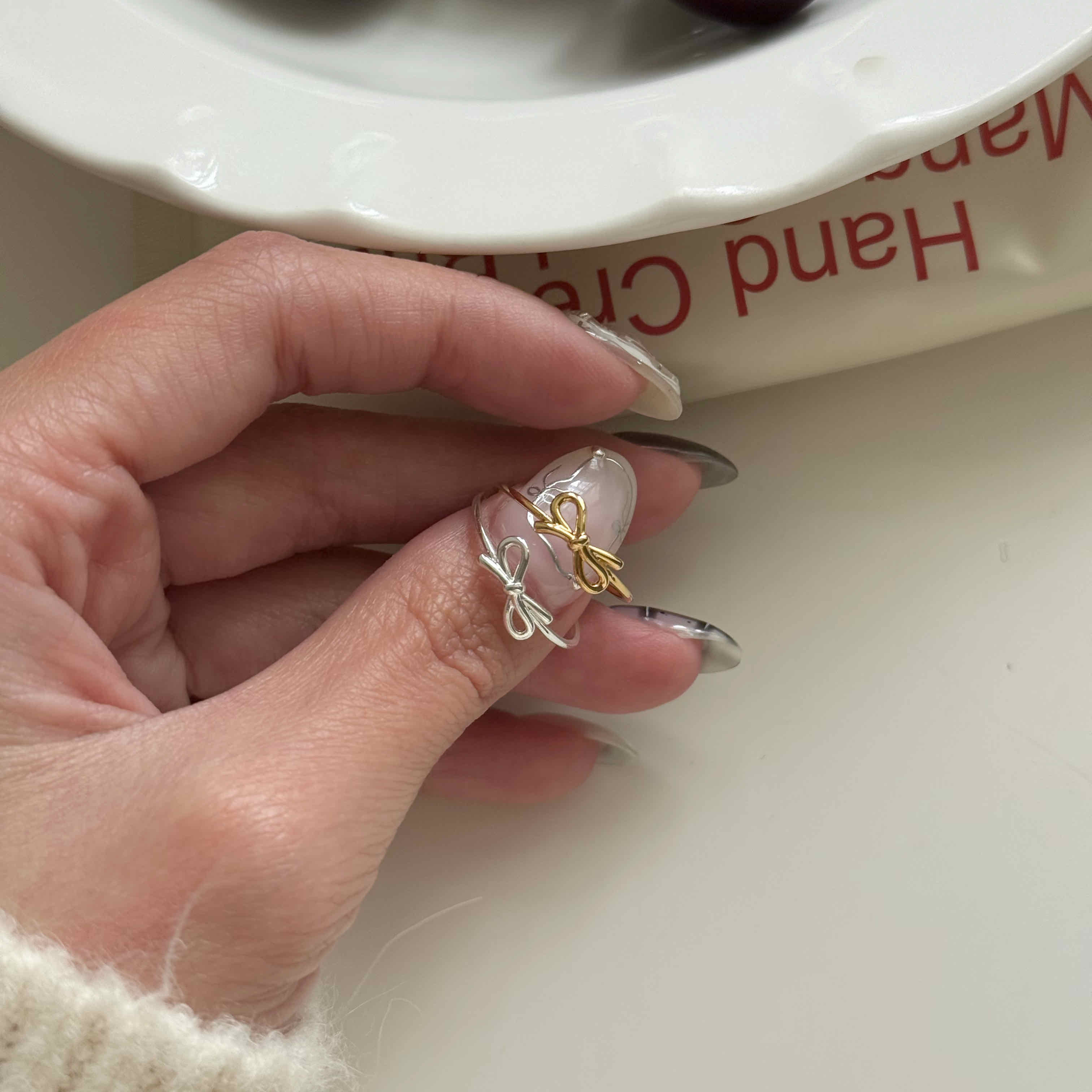 🇰🇷925 silver 可愛蝴蝶結線條戒指｜2 color