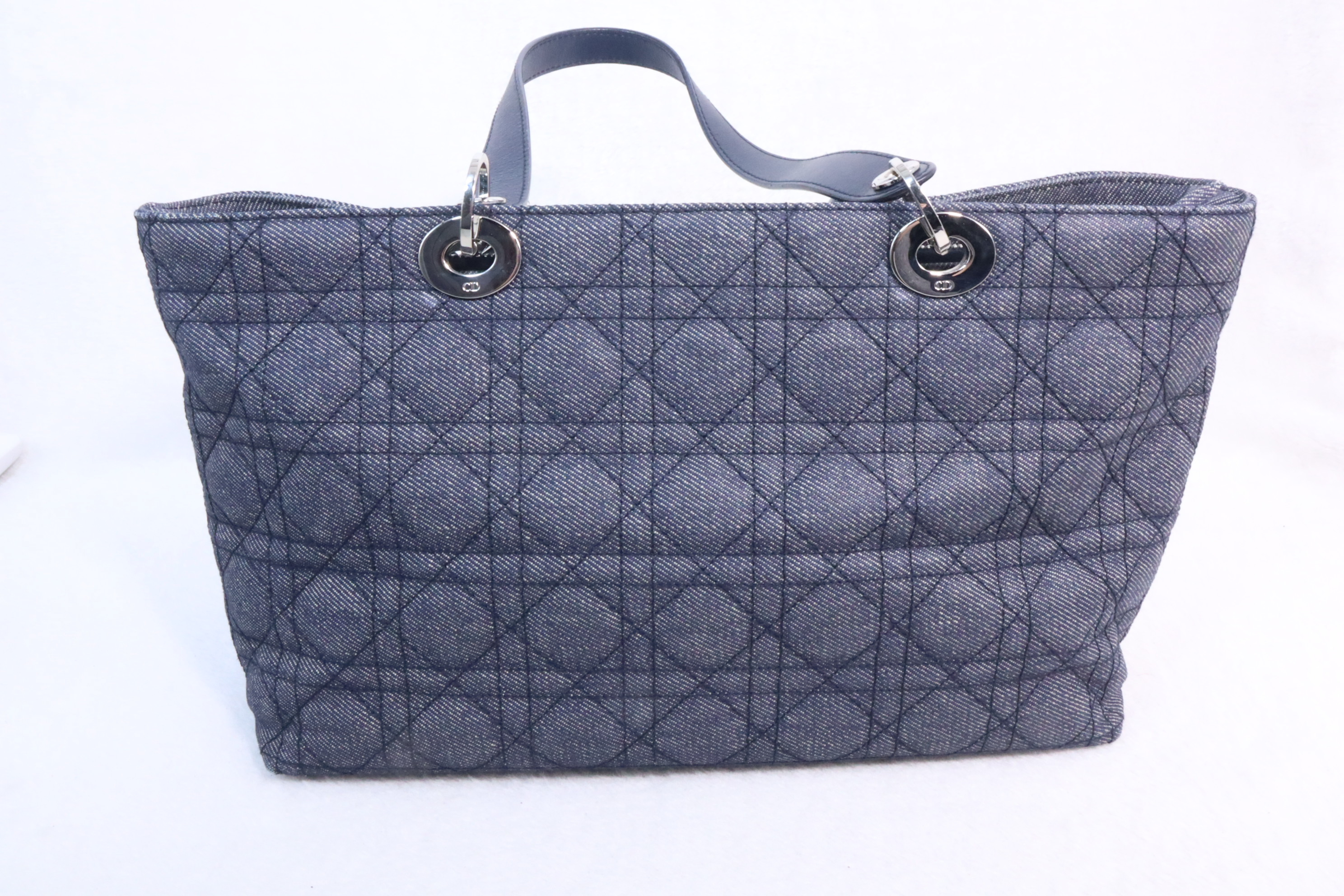 Dior 深藍色 丹寧菱格紋 Lady Dior 托特包💙 （現貨）