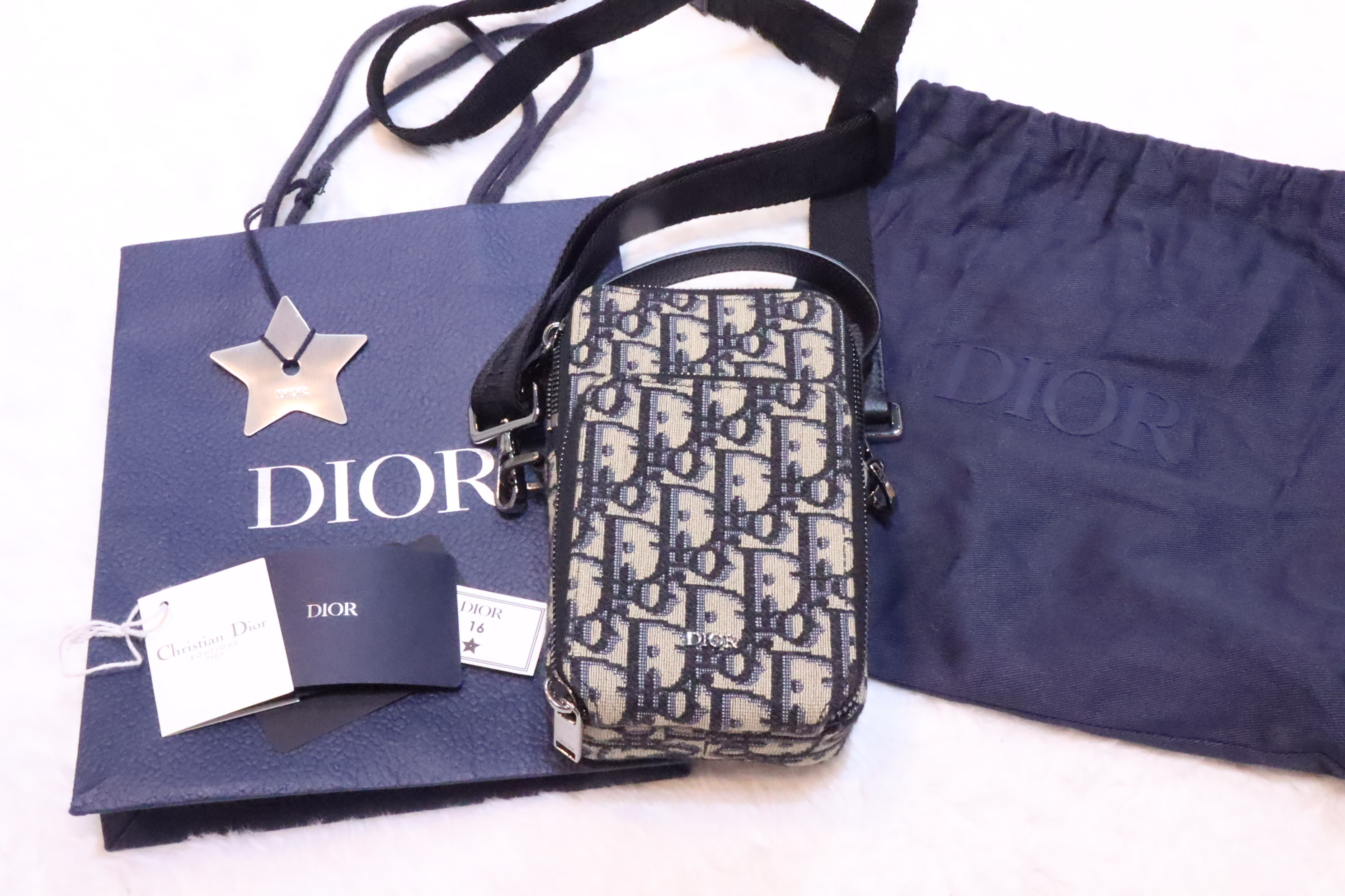 Dior 帆布2 Way 銀扣手挽/肩背兩用袋💙  （現貨）