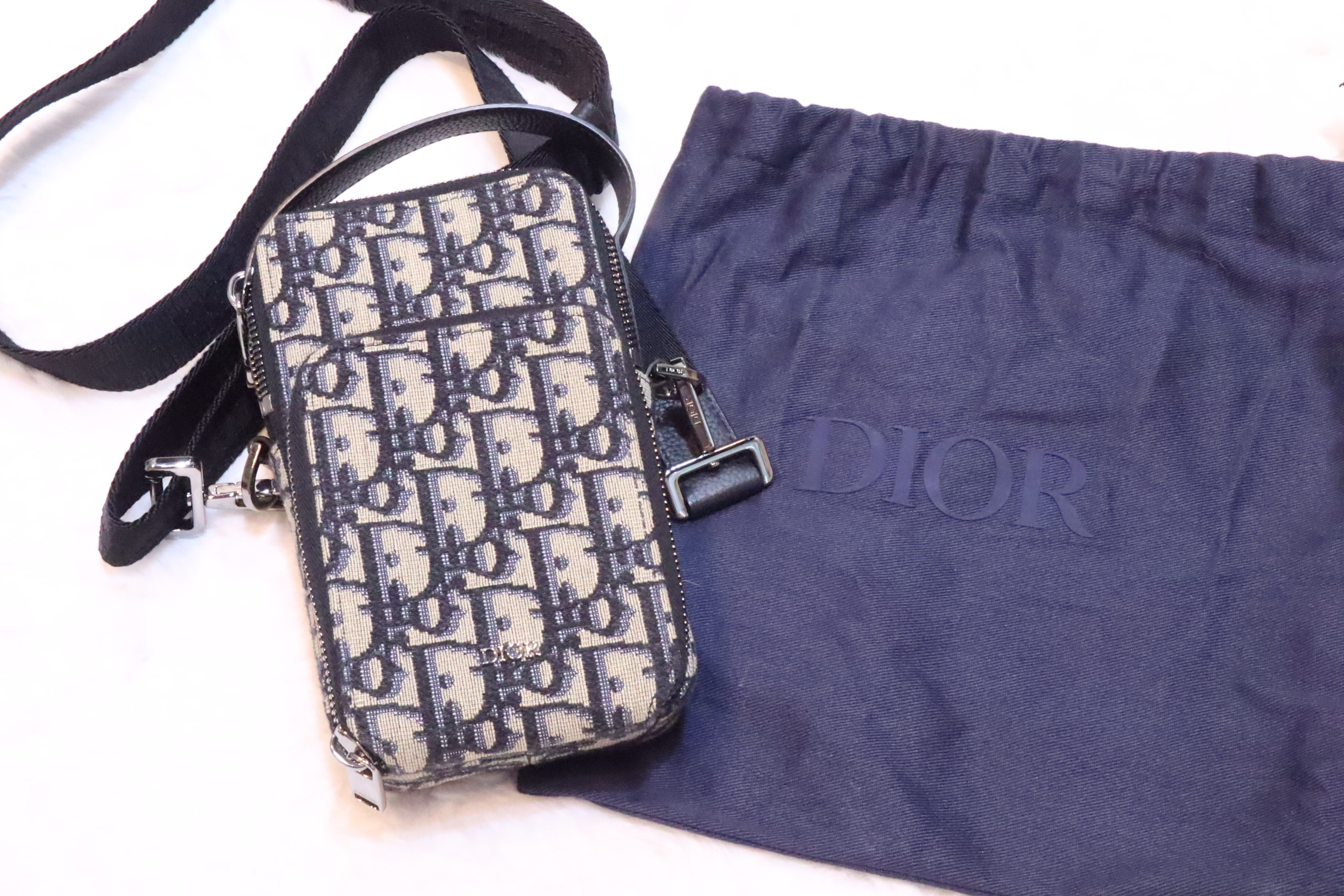 Dior 帆布2 Way 銀扣手挽/肩背兩用袋💙  （現貨）