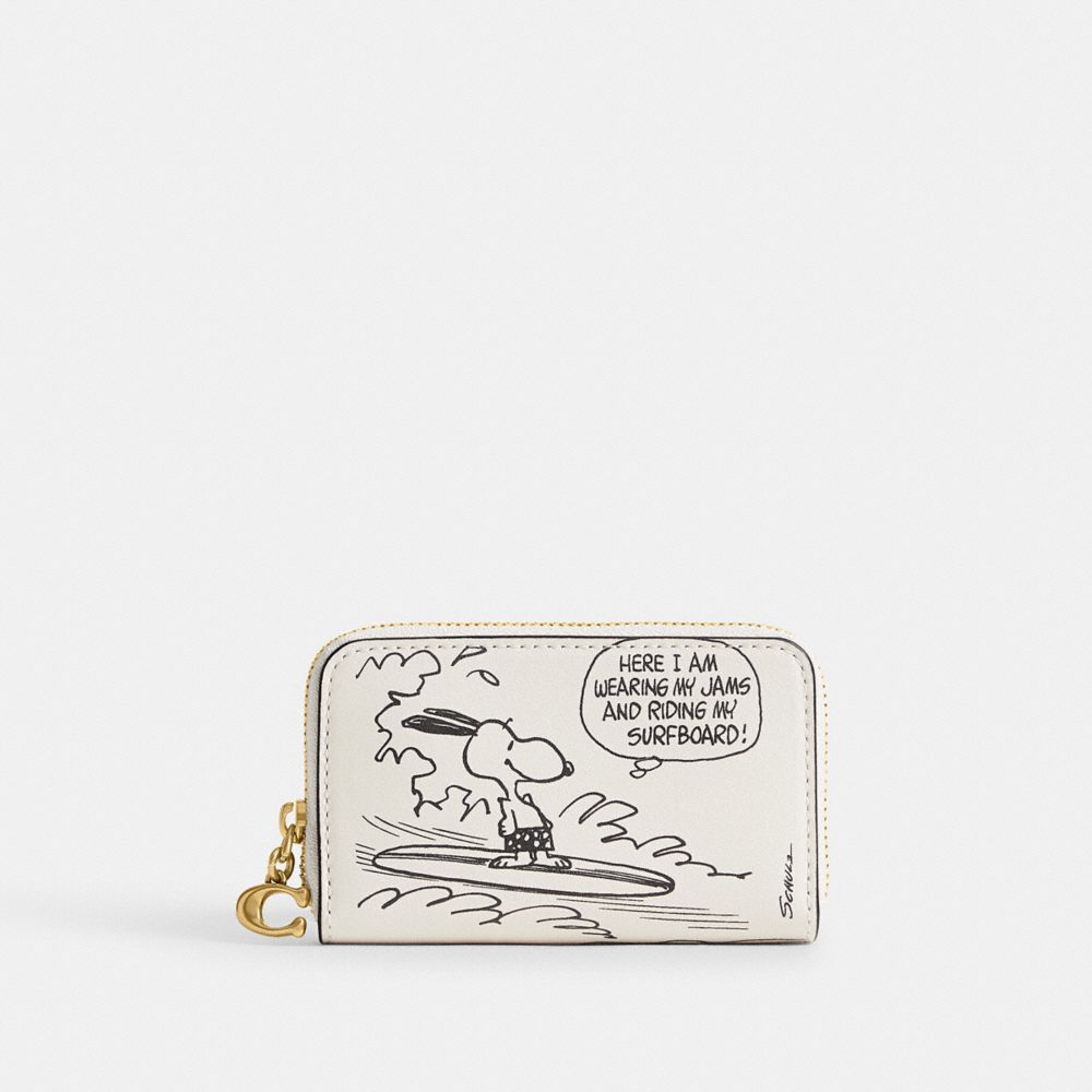 【Coach】Coach X Peanuts Small Zip Around Card Case With Newspaper Print  白