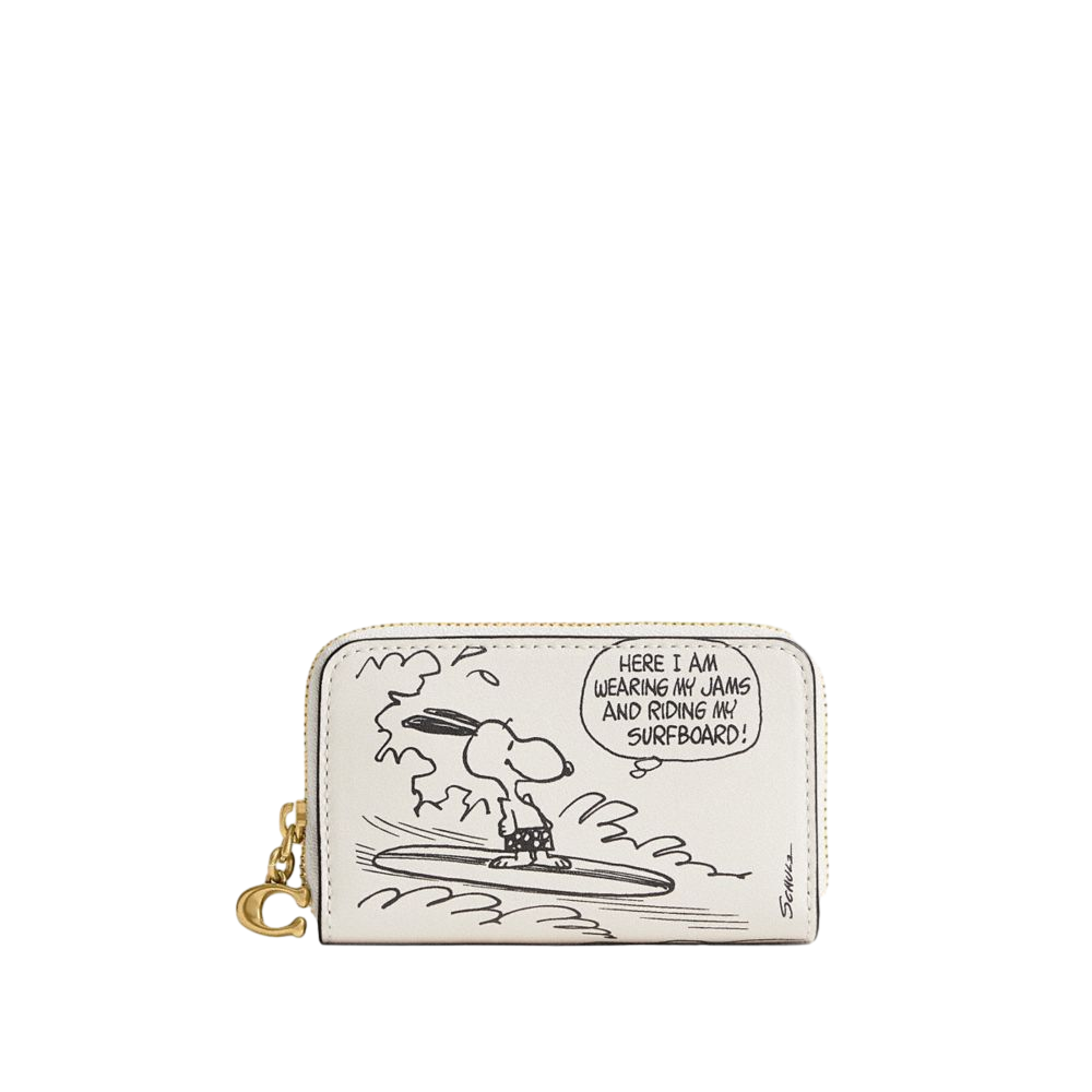 【Coach】Coach X Peanuts Small Zip Around Card Case With Newspaper Print  白
