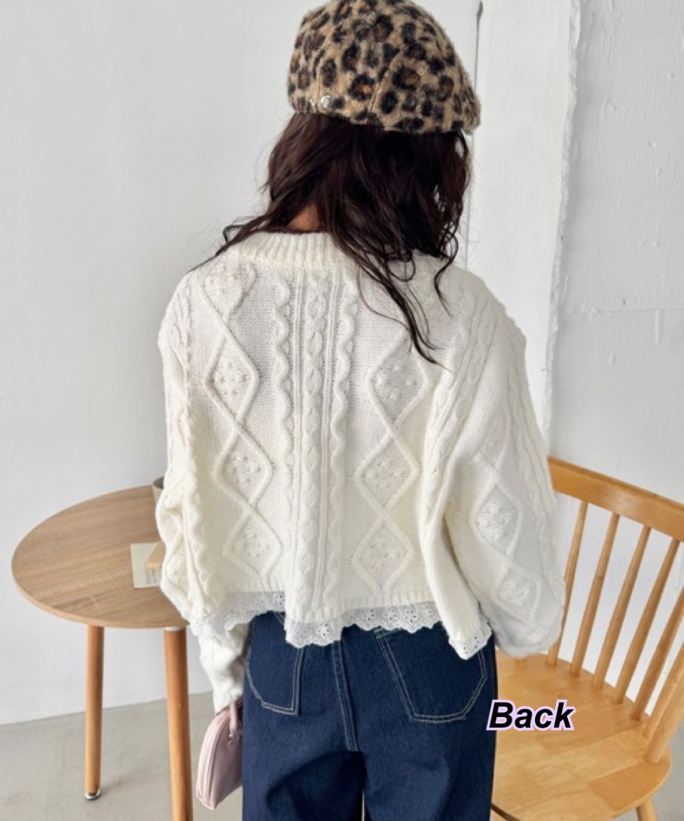 260113 Time sale 日系女裝通花邊冷衫短外套/3 色