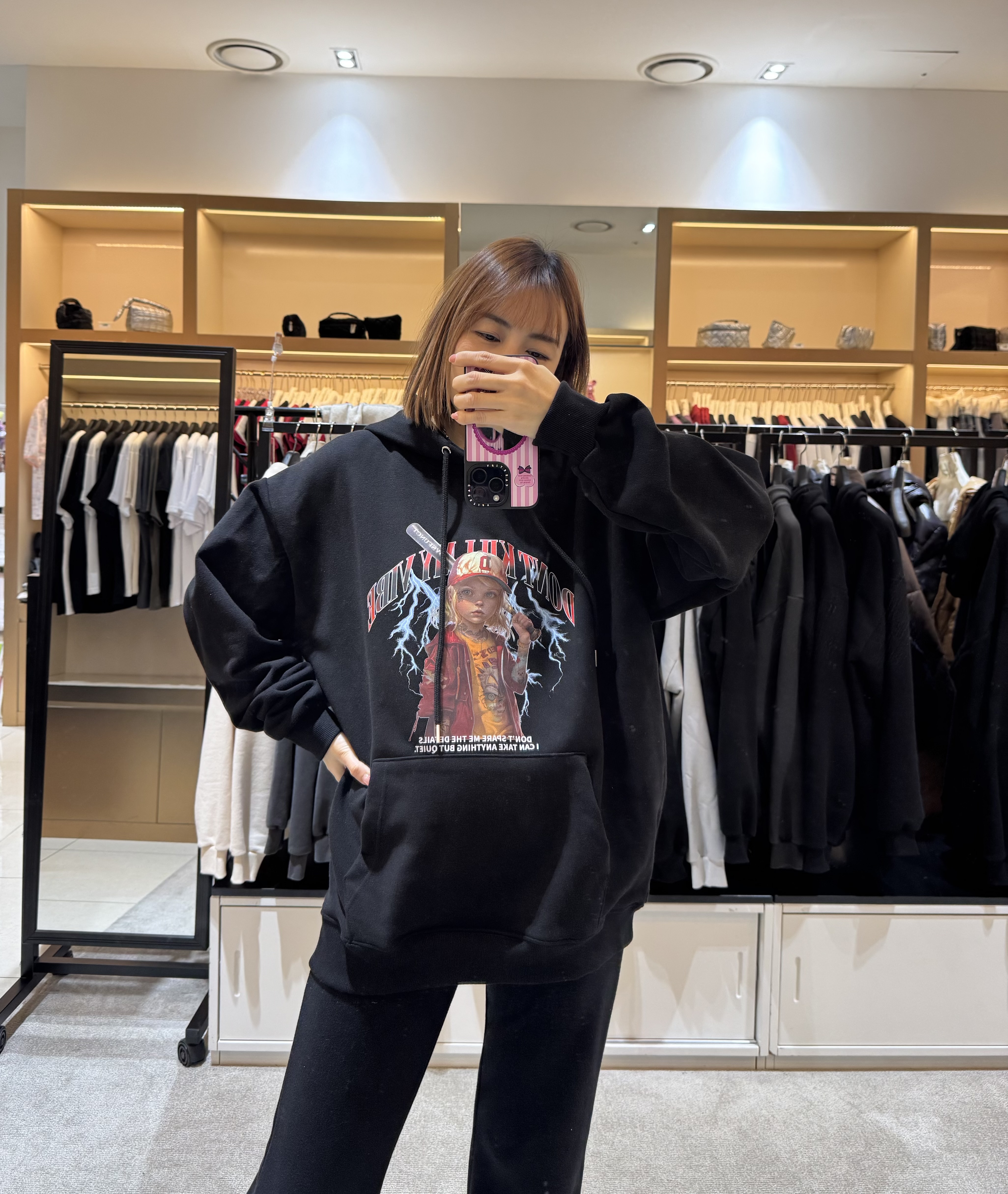 A1DY16 Cap帽女仔衛衣*黑色