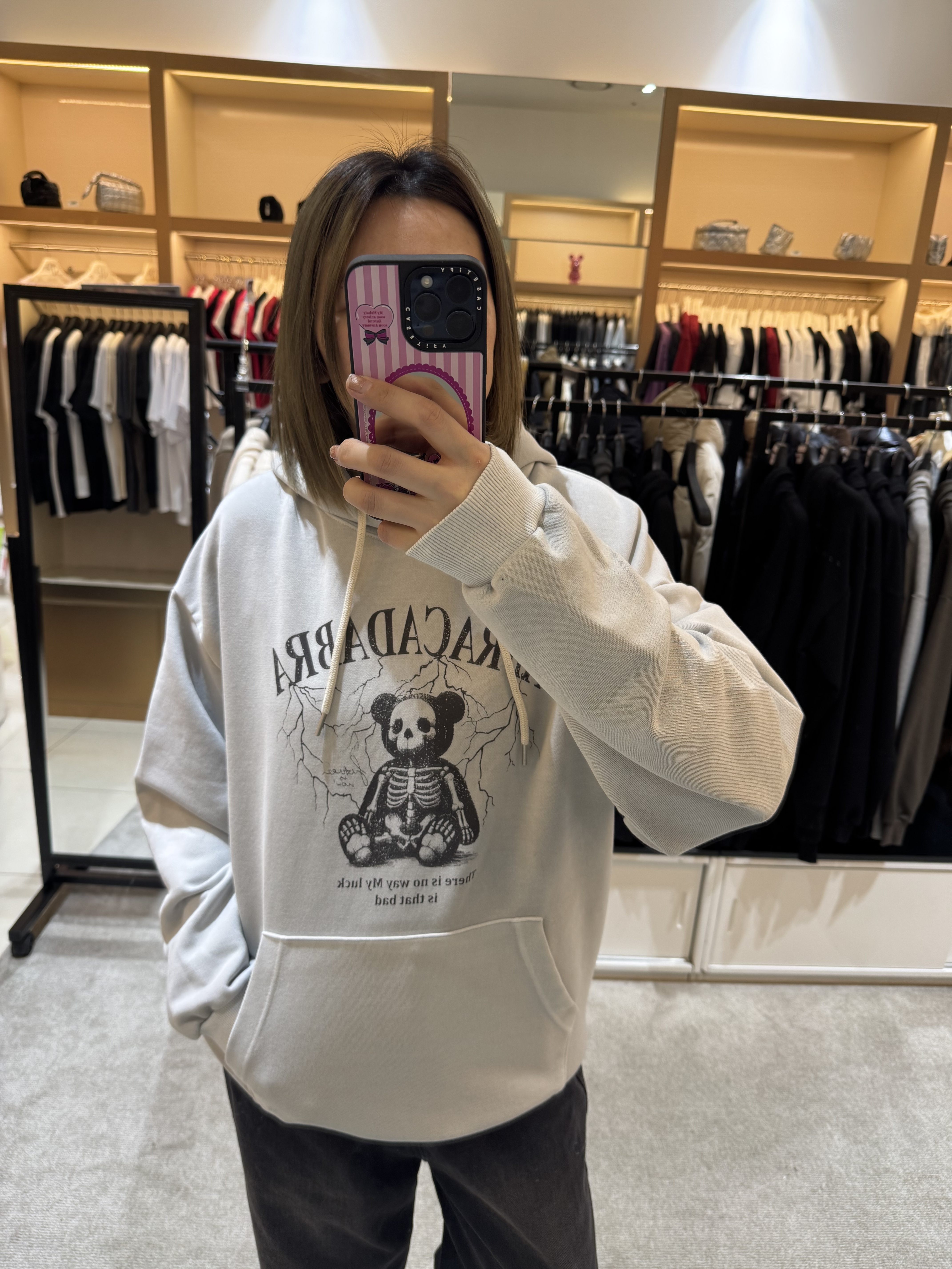 A1DY17 骷髏骨熊衛衣*灰色