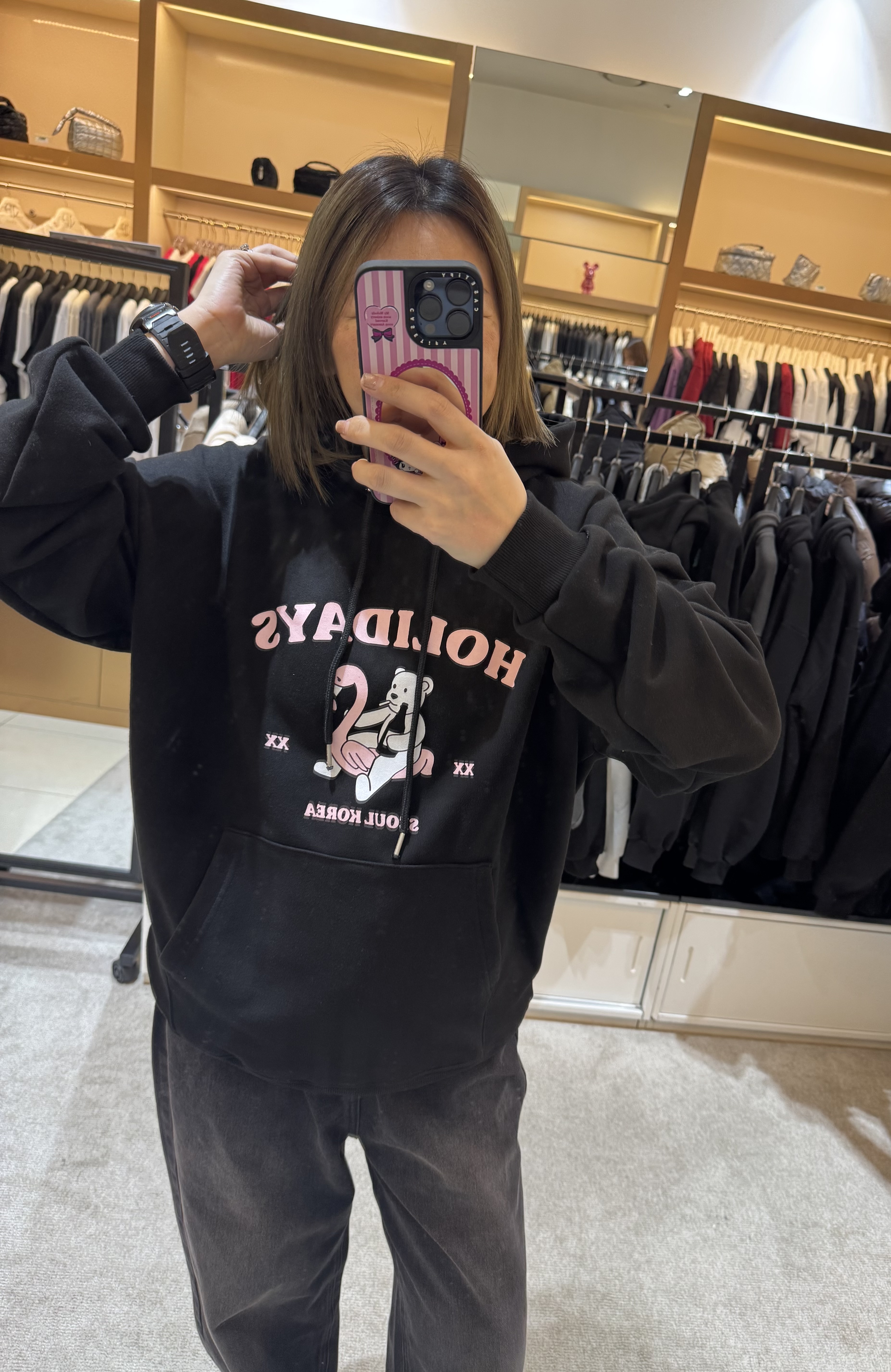 A1DY06 粉紅Print衛衣*黑色