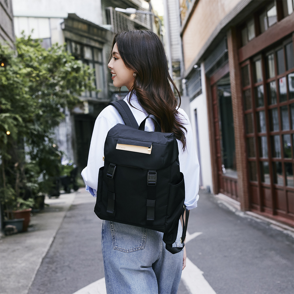 Soldier 雙扣束口後背包-亮黑色