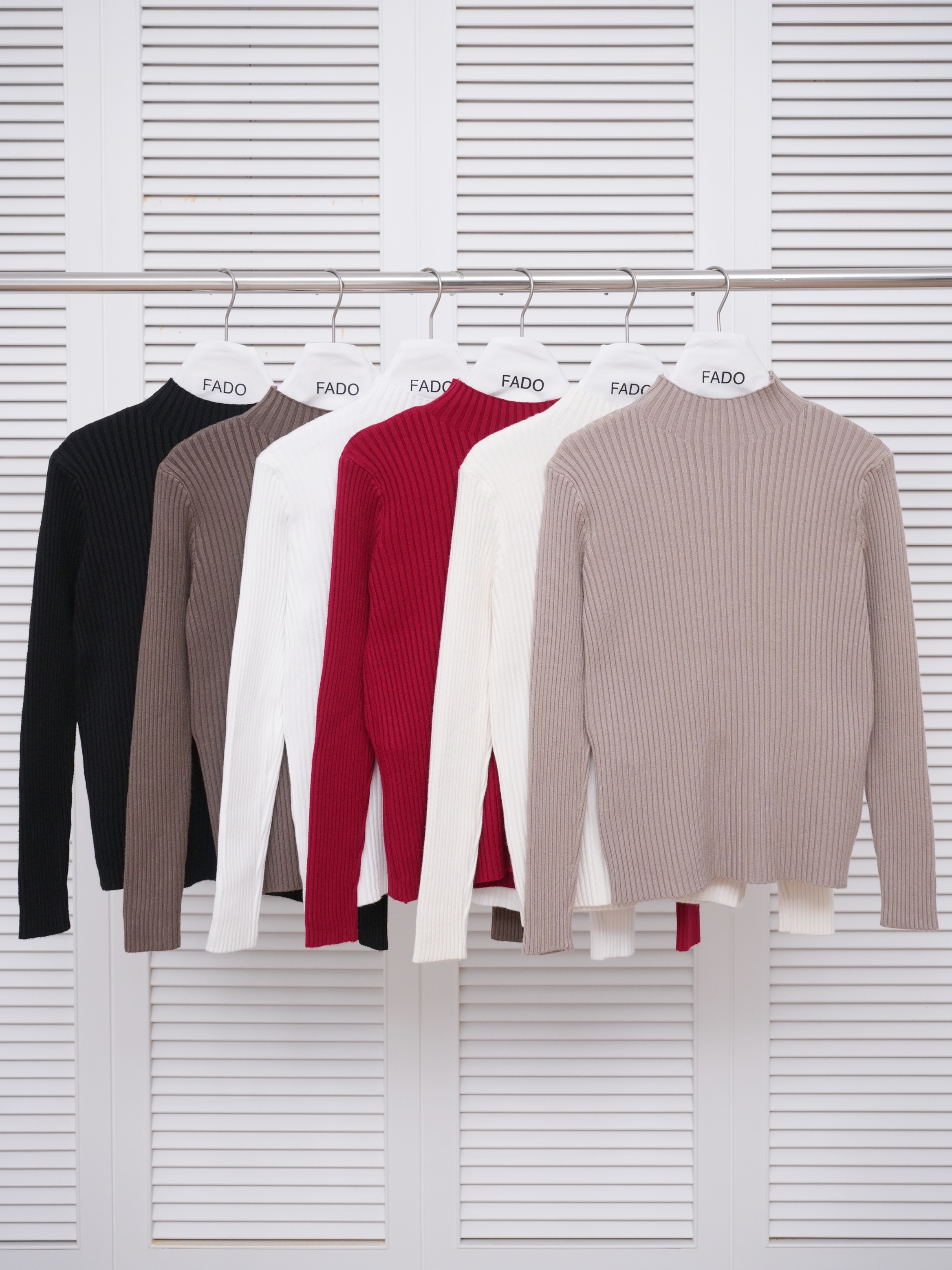 法朵Fado shop｜【百搭基本款】超彈力~坑條紋微領針織內搭衫 0114075 六色