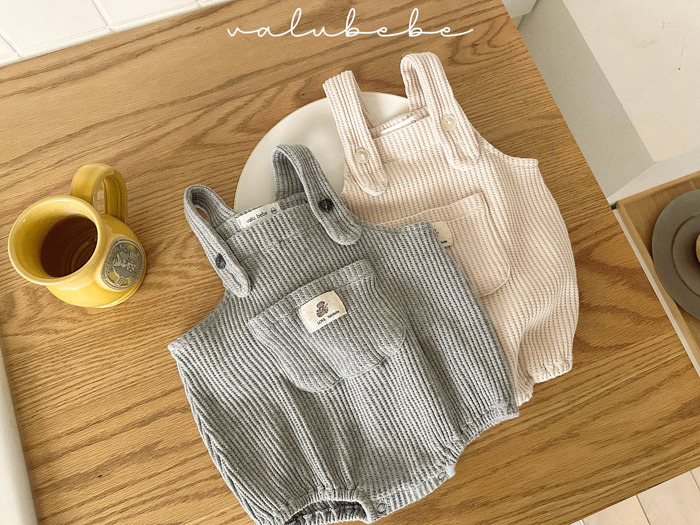 正韓春valu_bebe 小熊布標吊帶褲