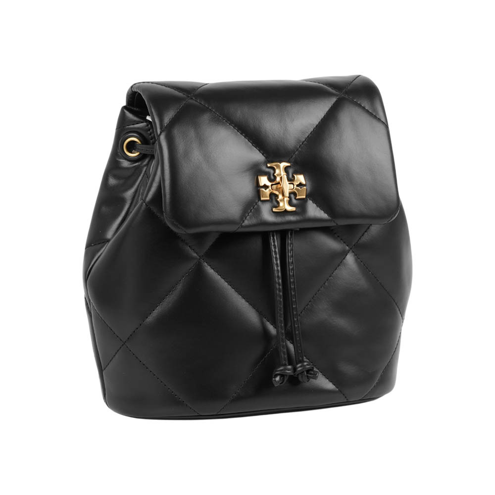 【Tory Burch】Kira 菱格紋縫線迷你轉釦後背包(黑色)