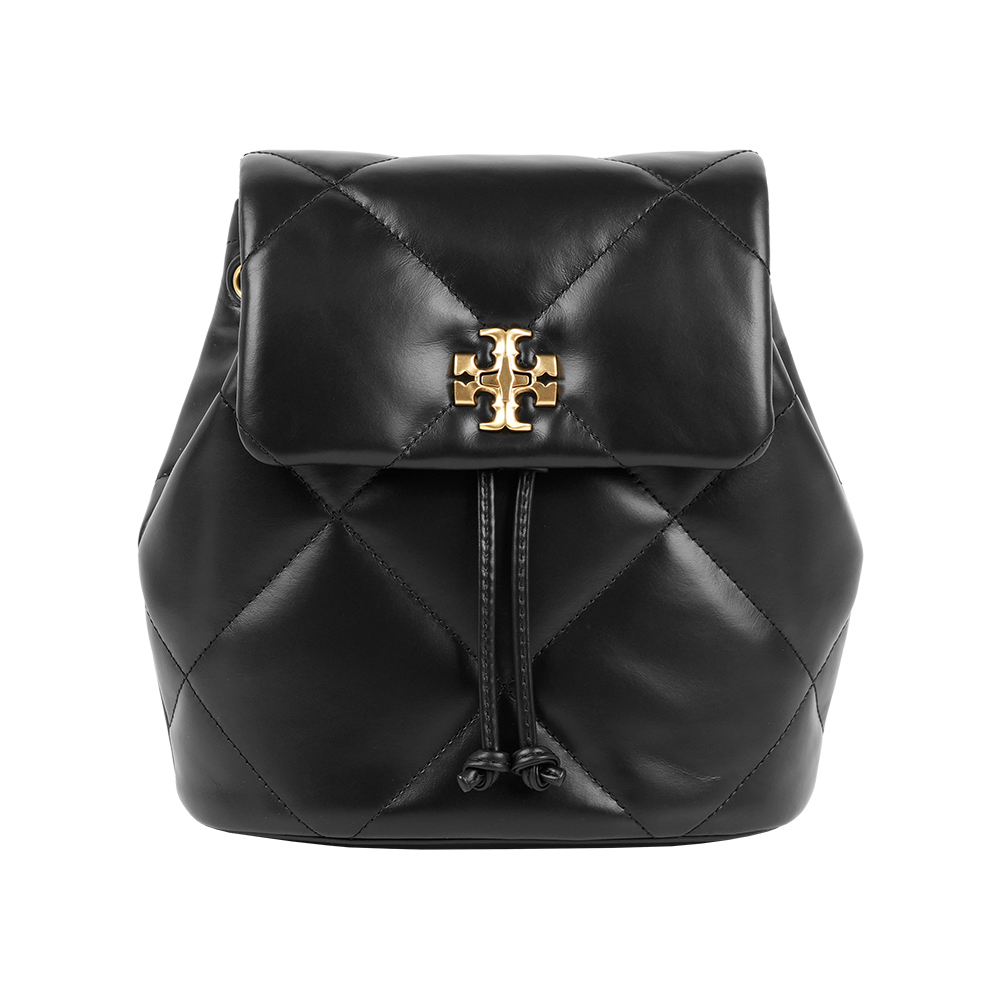 【Tory Burch】Kira 菱格紋縫線迷你轉釦後背包(黑色)
