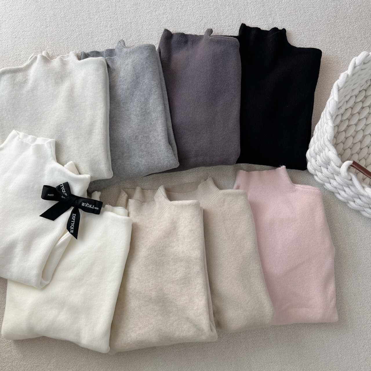 801 微高領坑條打底衣