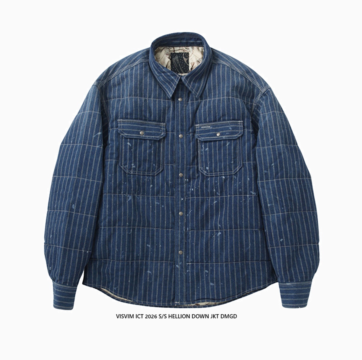1/13 RELEASE: VISVIM ICT 2026 HELLION DOWN JKT DMGD *INDIGO STRIPE - PRE ORDER ITEM (預訂中)
