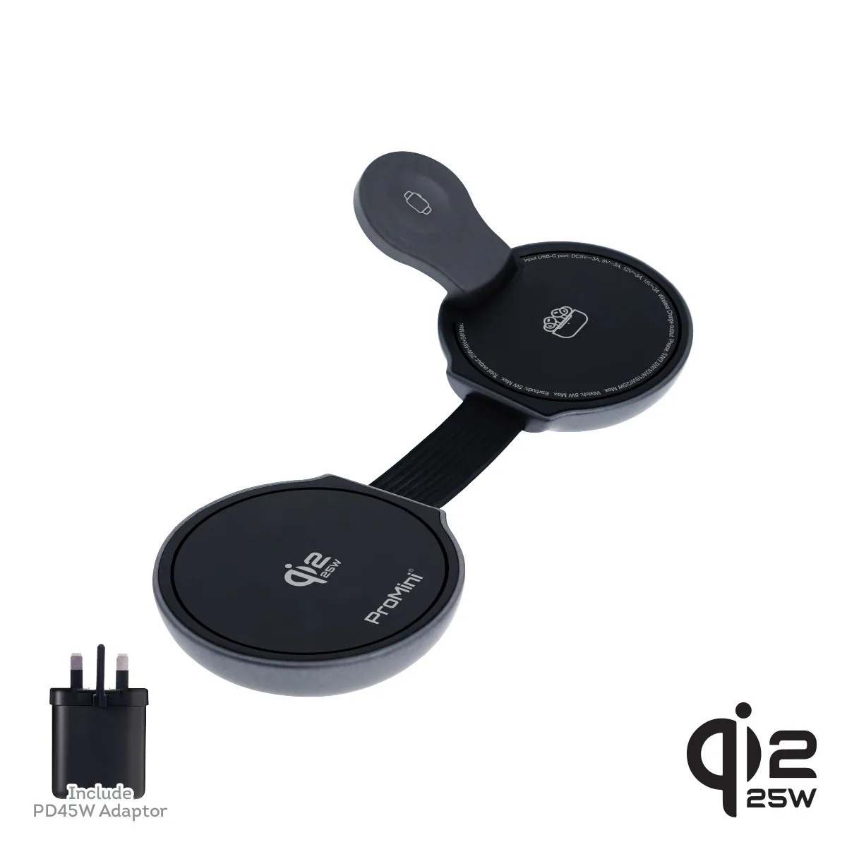 ProMini MagW5C 35W Qi2.2認證•三合一便攜無線快充座連火牛