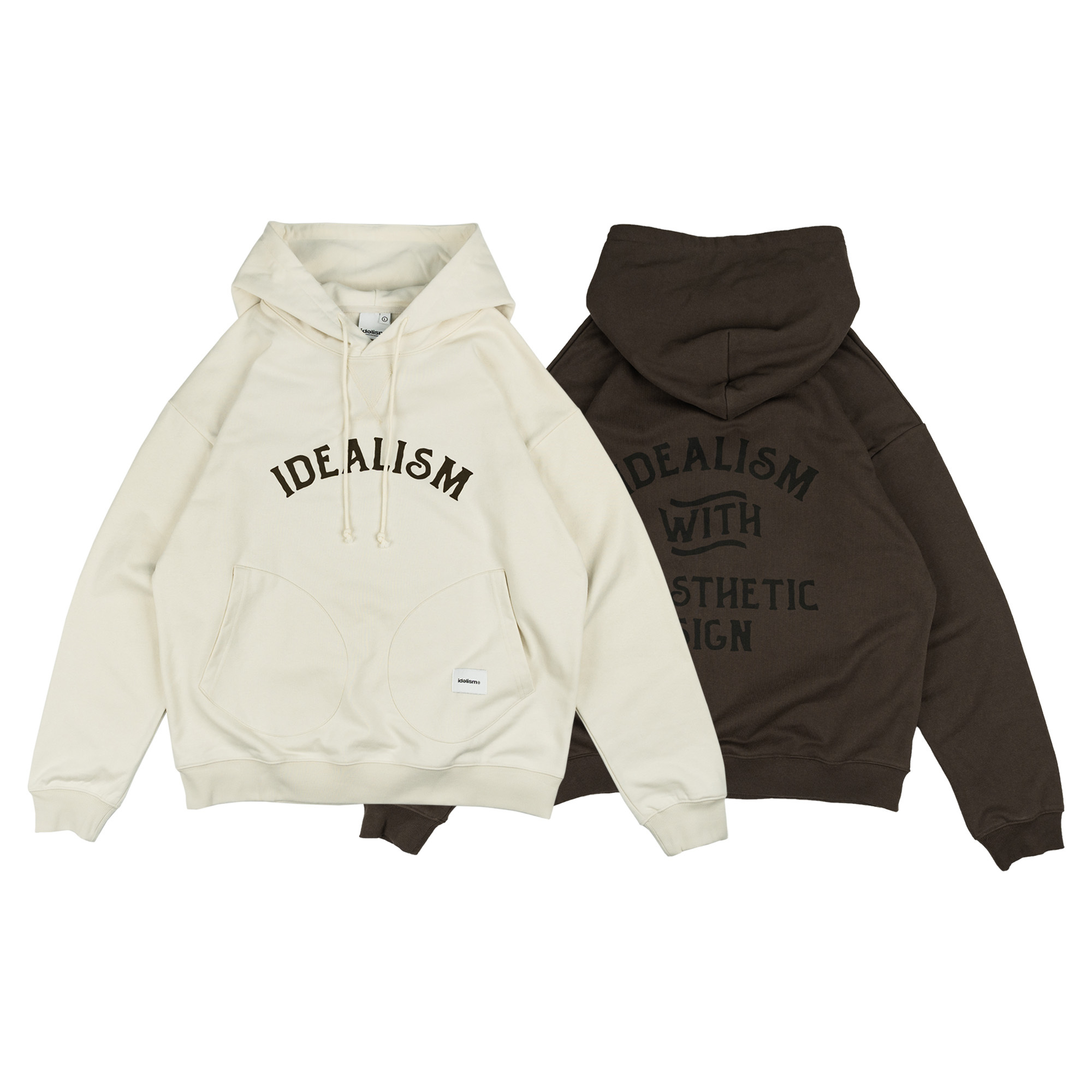 idealism DB Pocket Hoodie 米白色 棕色 復古 雙袋 連帽 帽T【ID25049】