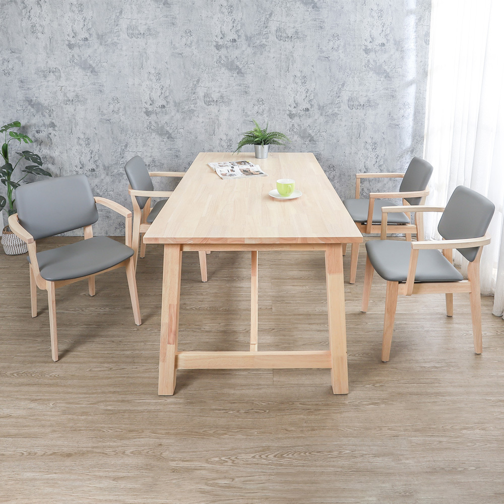 菲利6尺實木餐桌椅組合(一桌四椅)