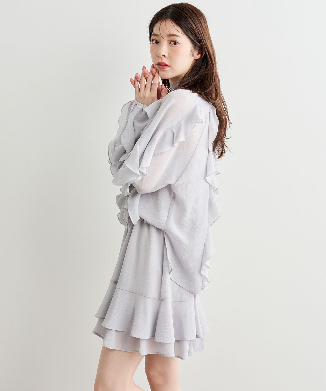 [預購]折扣COCO DEAL 層疊蝴蝶結荷葉短洋裝