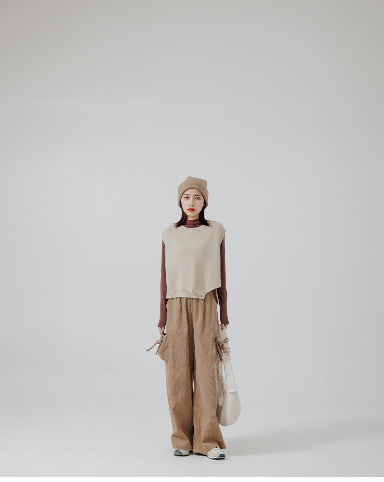 Unfashionable wide-leg knitted vest available in three colors【01013515】in stock+pre-order