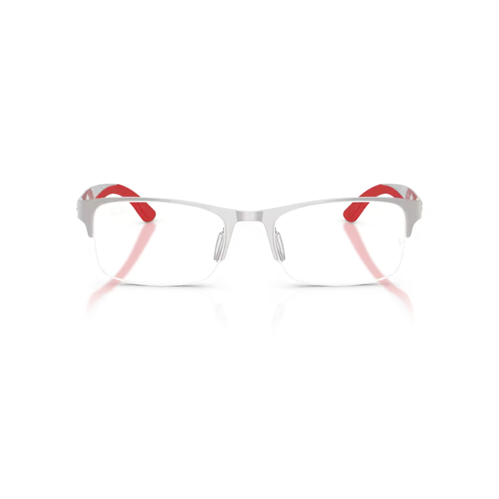 【RayBan】RB7551 3219 56mm 半方框光學眼鏡♣(銀/紅)