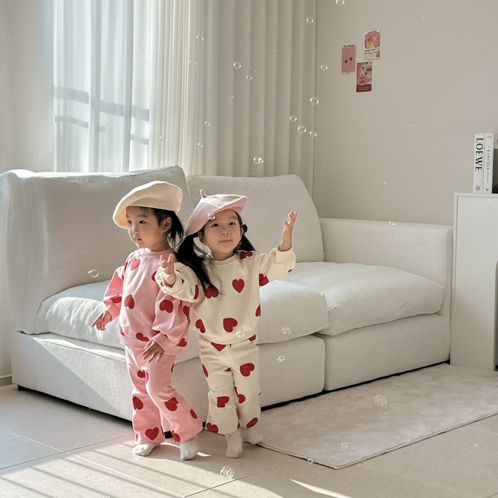 韓國🇰🇷Moran 滿版愛心喇叭褲套裝(S-XL)