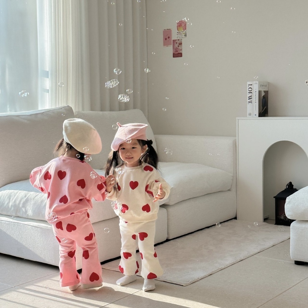 韓國🇰🇷Moran 滿版愛心喇叭褲套裝(S-XL)