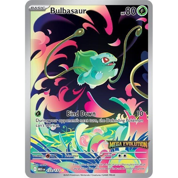 133/132 MEGA EVOLUTION Bulbasaur AR Rare Pokemon English Raw Card