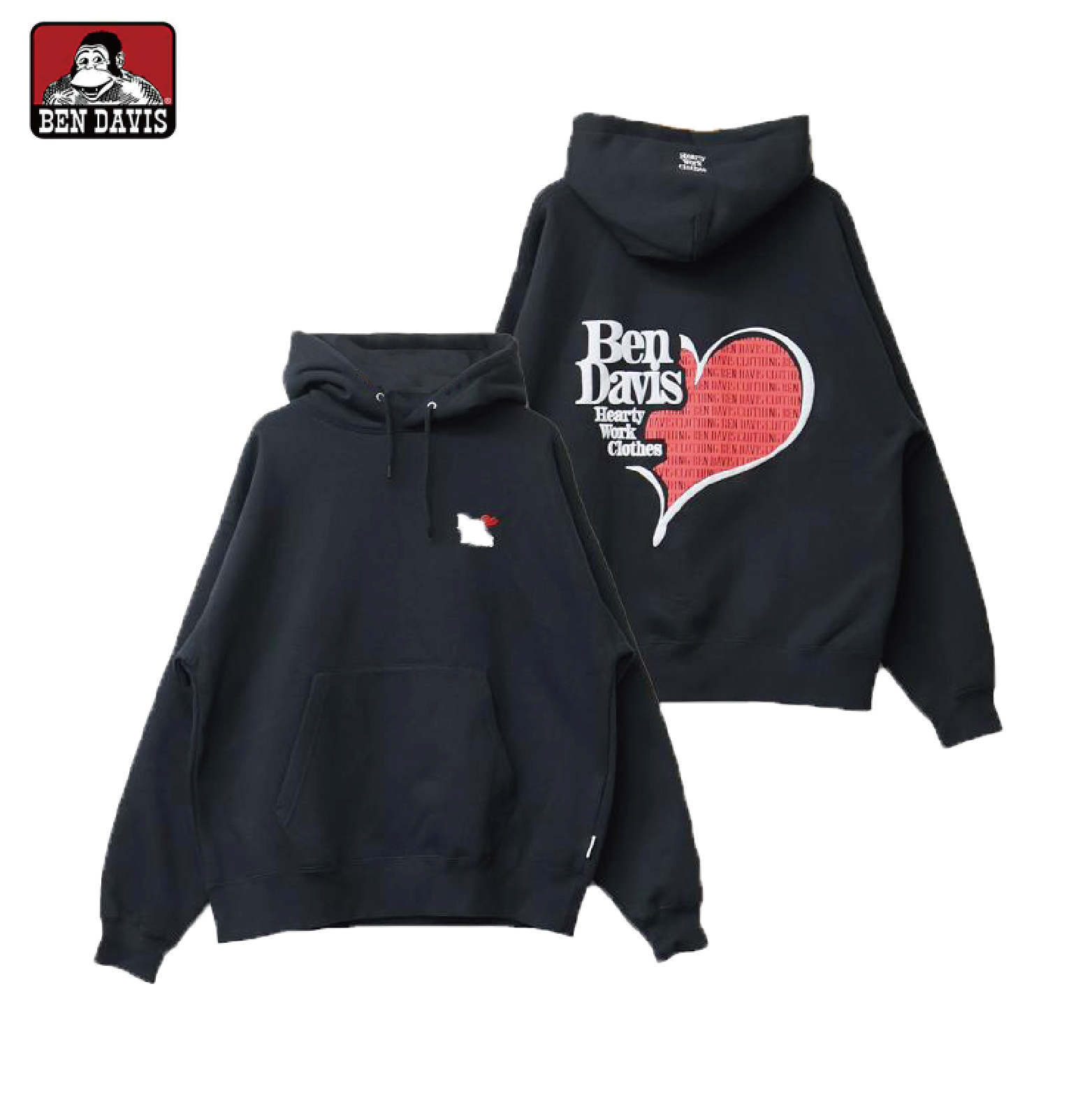 【 BEN DAVIS | PUFFY HEART 蓬鬆愛心帽TEE - 黑 】