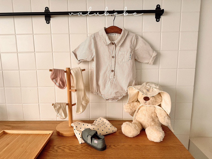 正韓春valu_bebe 兩色直條包屁衣