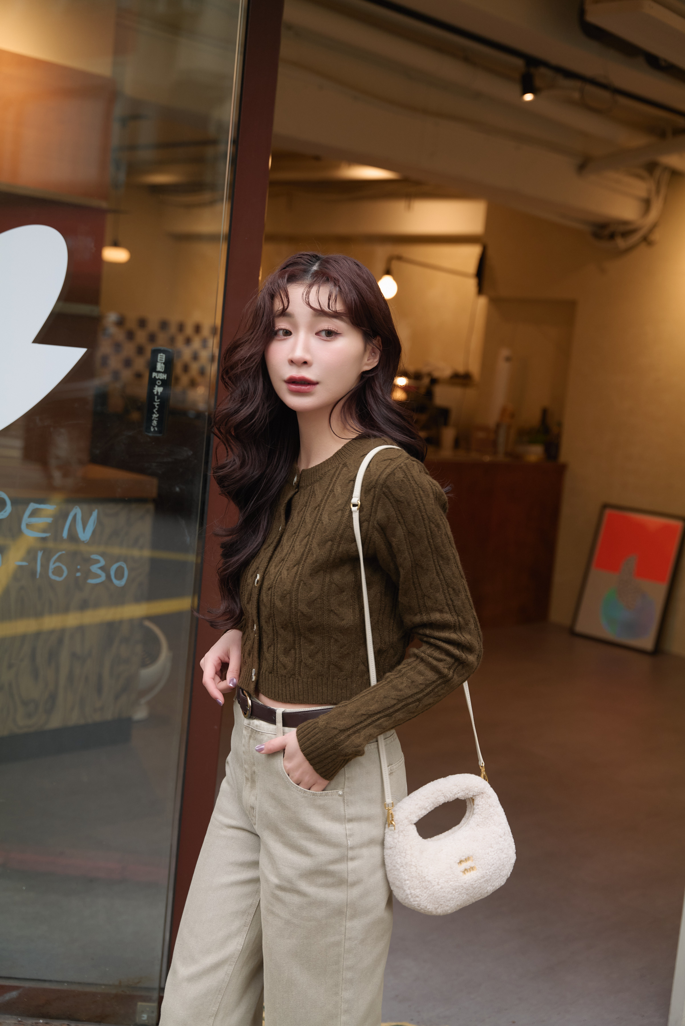 Gmade/麻花捲羊毛排釦針織小外套-橄欖